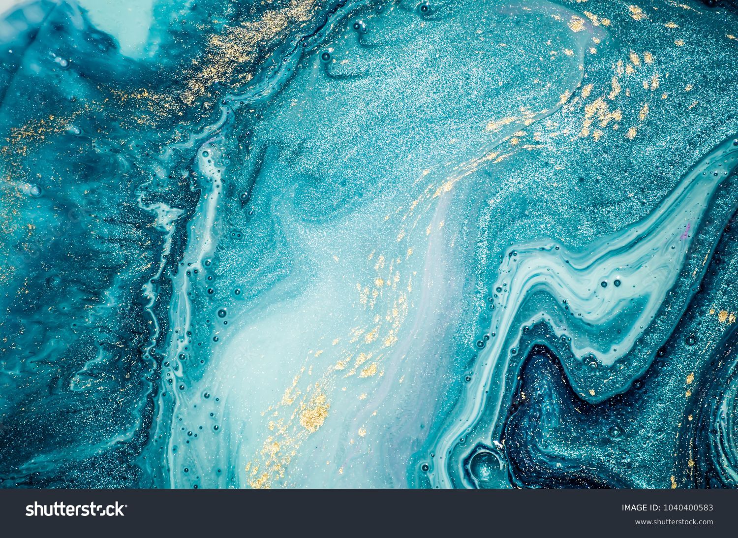 Abstract ocean- ART. Natural Luxury. Style incorporates the swirls of marble or the ripples of agate. Very beautiful blue paint with the addition of gold powder #1040400583