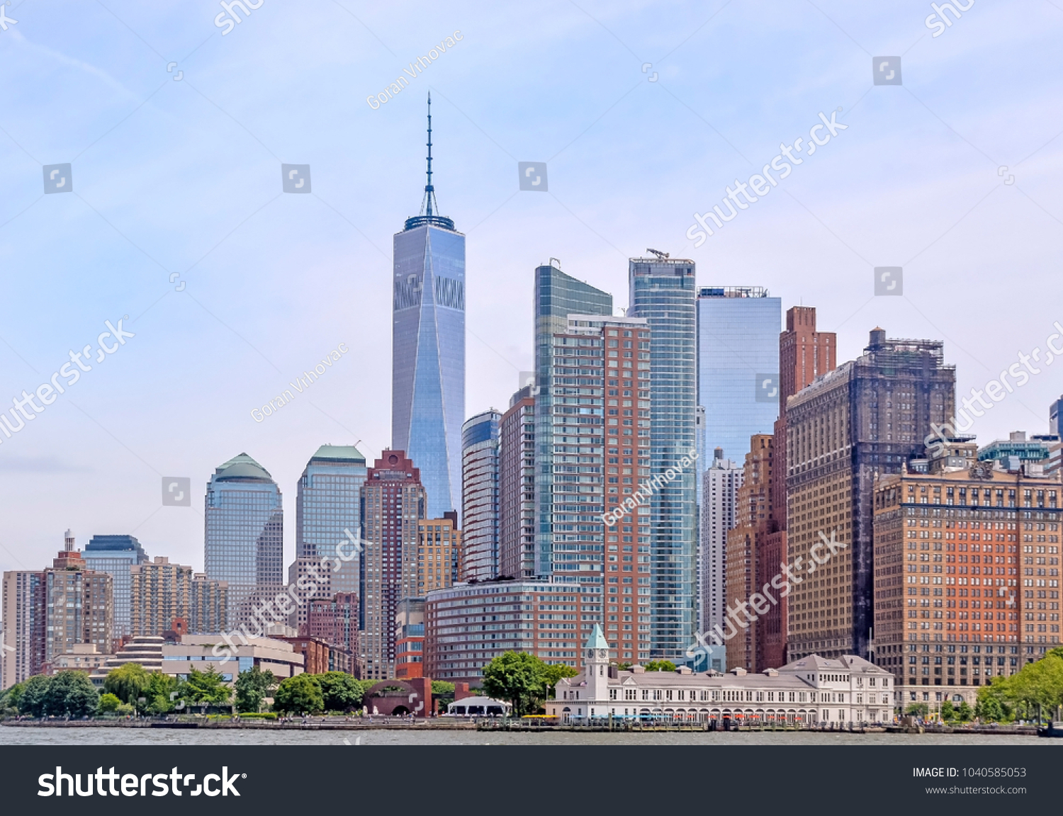 NEW YORK CITY, USA, May 28 2017: One World Trade Centre and sourunding buildings viewed from Hudson river in New York City, USA.  #1040585053