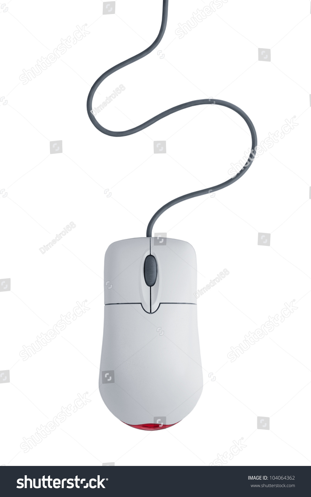 Computer mouse with cord on white background #104064362