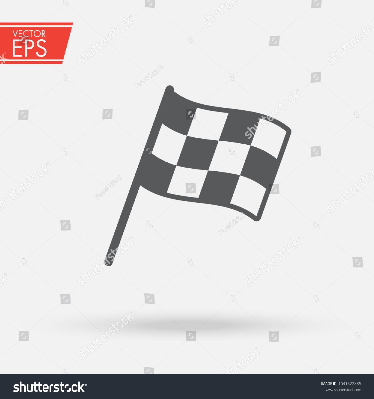 Checkered racing flag icon. Starting flag auto and moto racing. Sport car competition victory sign. Finishing winner rally illustration. Chequered racing flag on flagstaff. Black and white flag. #1041322885