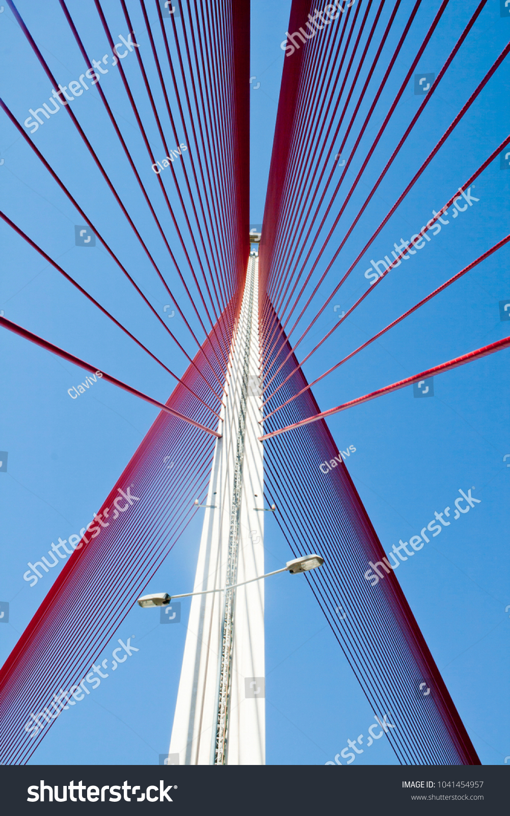Modern cable-stayed bridge in Talavera de la Reina, Toledo, Spain #1041454957