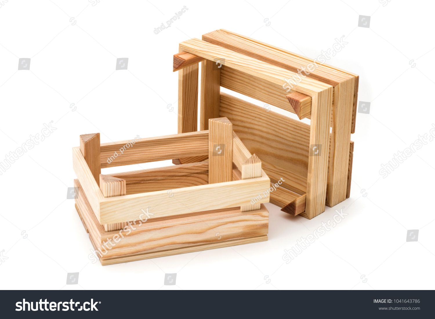 Empty wooden crates on a white background. #1041643786