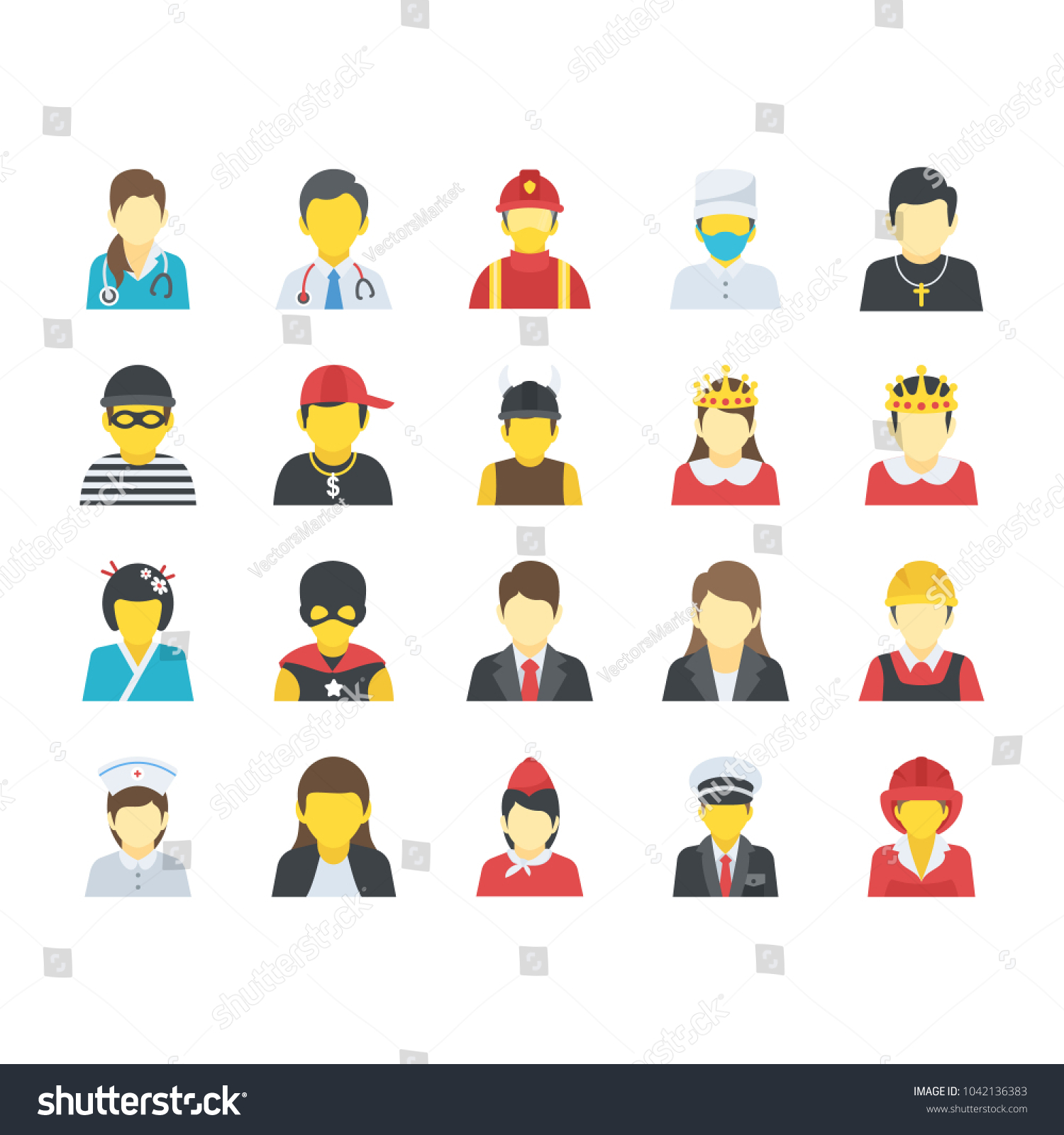 People Flat Icons Set Royalty Free Stock Vector Avopix Com