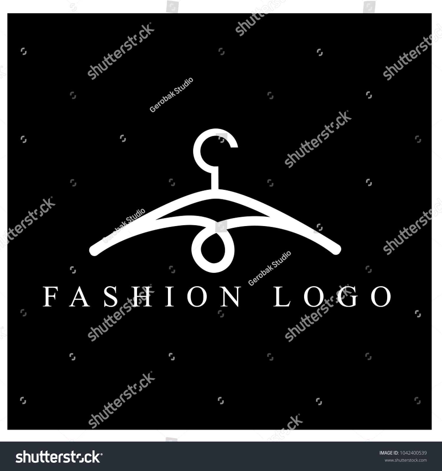 Modern fashion logo. hanger logo design on black background.minimalist outline hanger logo #1042400539