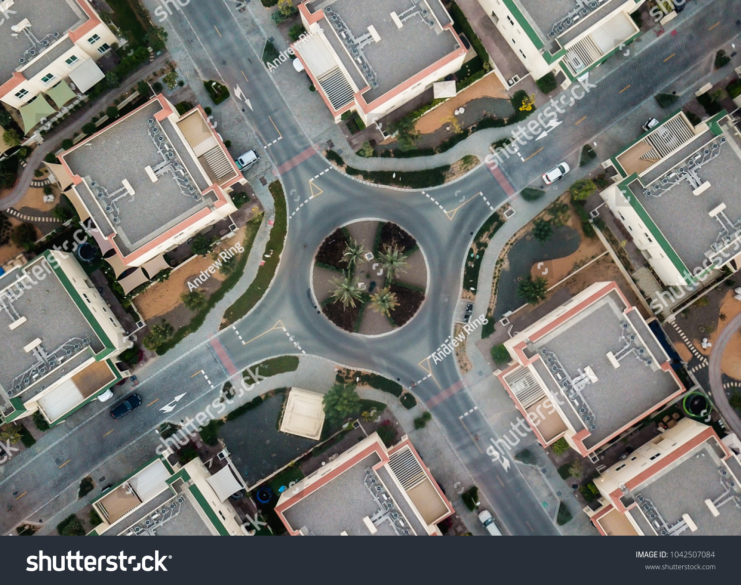 Motor vehicle roundabout from above #1042507084