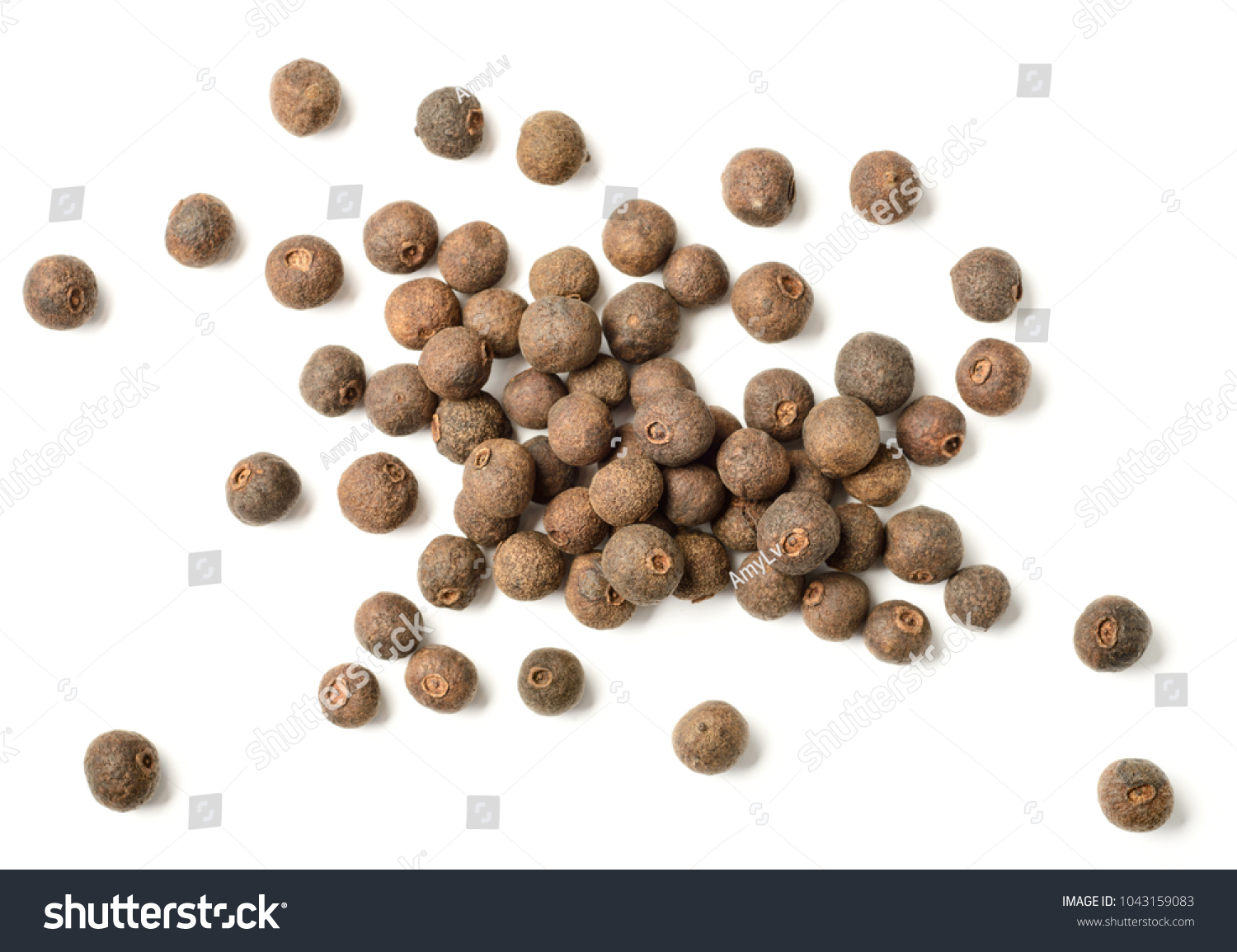 dried allspice isolated on white background, top view #1043159083