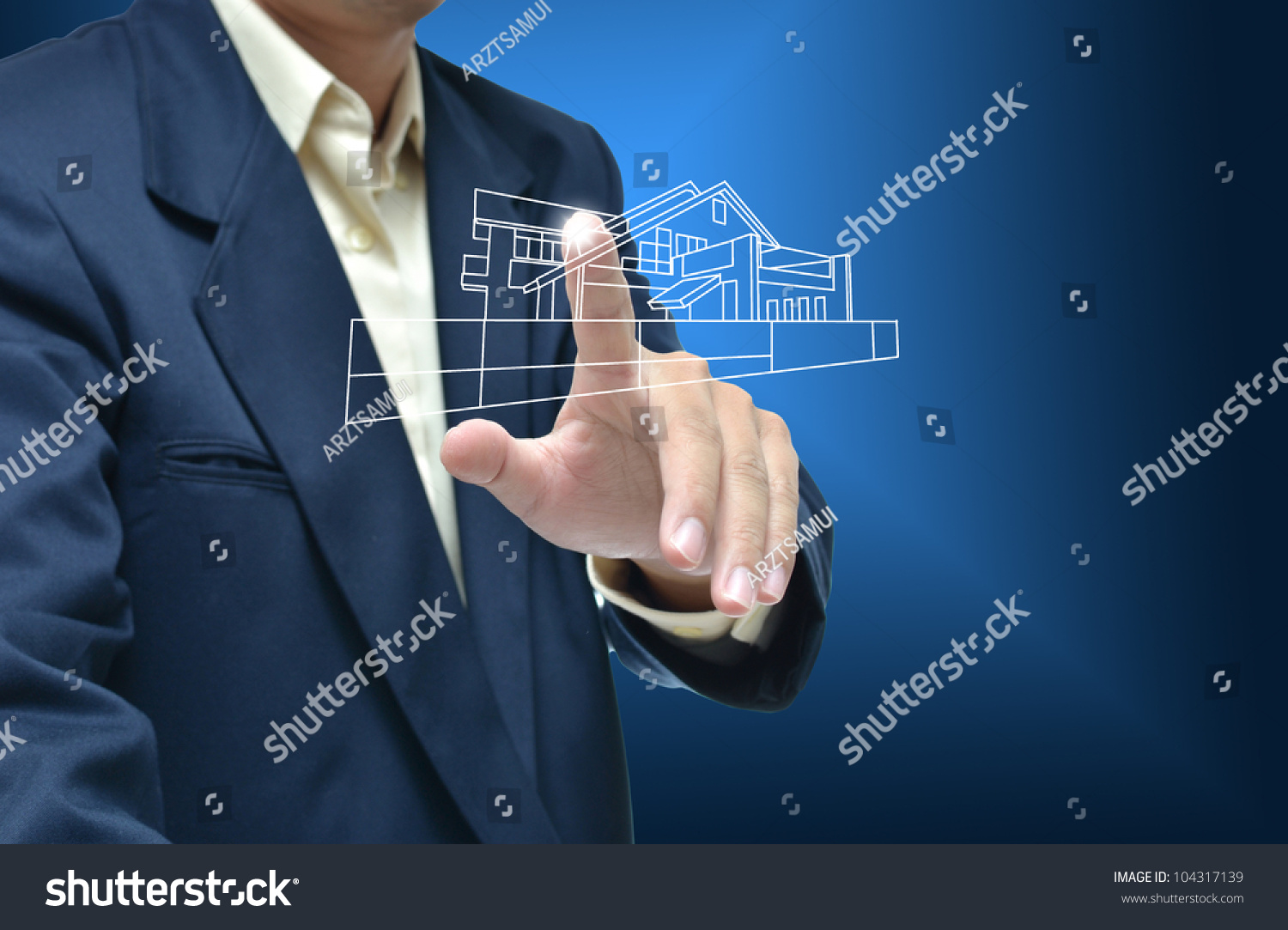 Business artwork of business person on nature background. #104317139