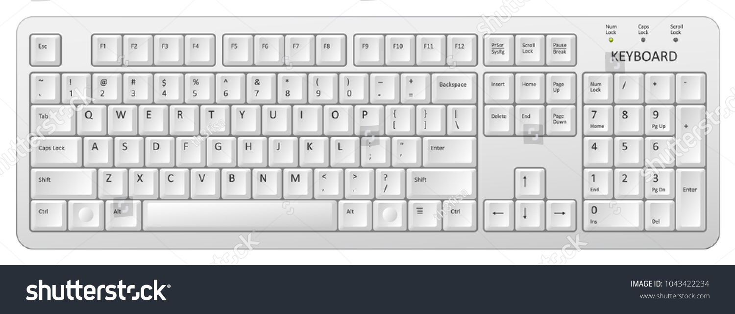vector white pc keyboard, keyboard is very useful tool for personal computer, it is necessary to write words #1043422234