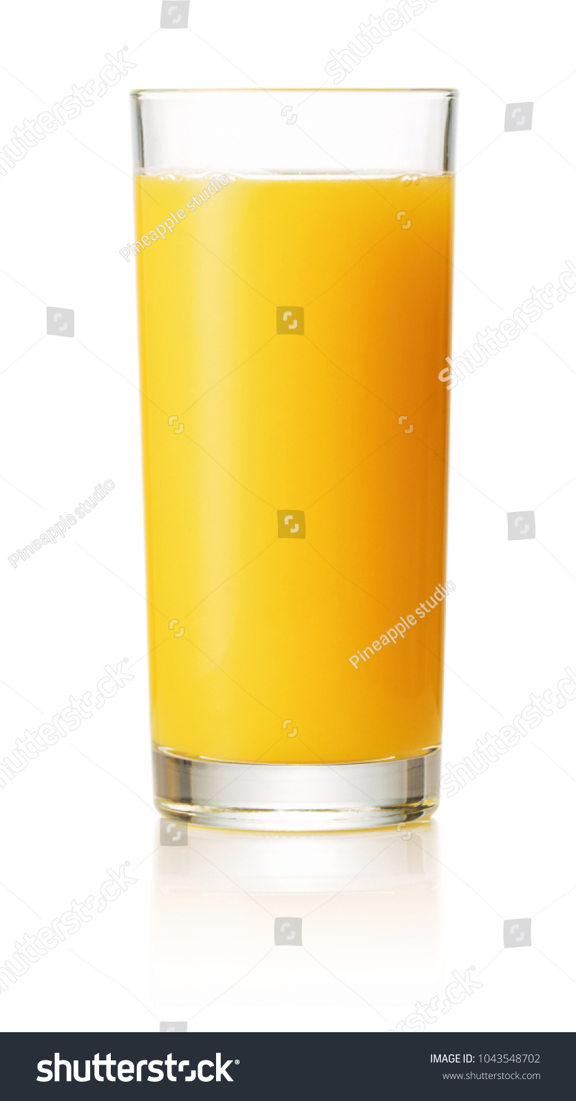 single glass of orange juice isolated on white background #1043548702