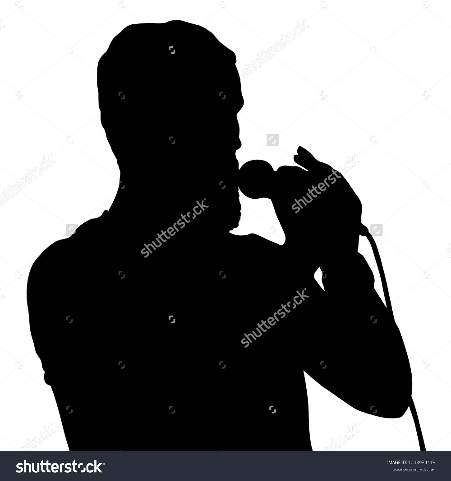 Black vector silhouette of singer with beard - Royalty Free Stock ...