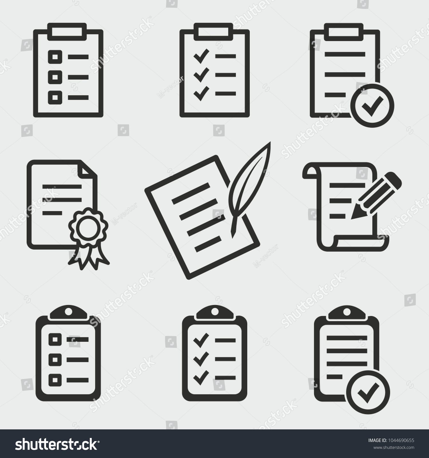 Form vector icons set. Black illustration isolated for graphic and web design. #1044690655