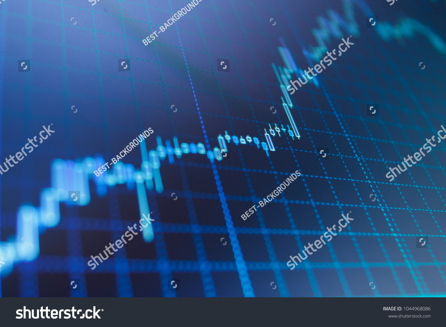 Stock market chart on LCD screen. Stock market and other finance themes. Big data on LED panel. Currency trading theme. Stock market concept and background. Professional market analysis.  #1044968086