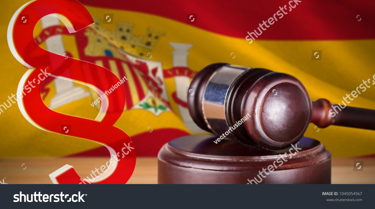 Vector icon of section symbol against digitally generated spanish national flag #1045054567
