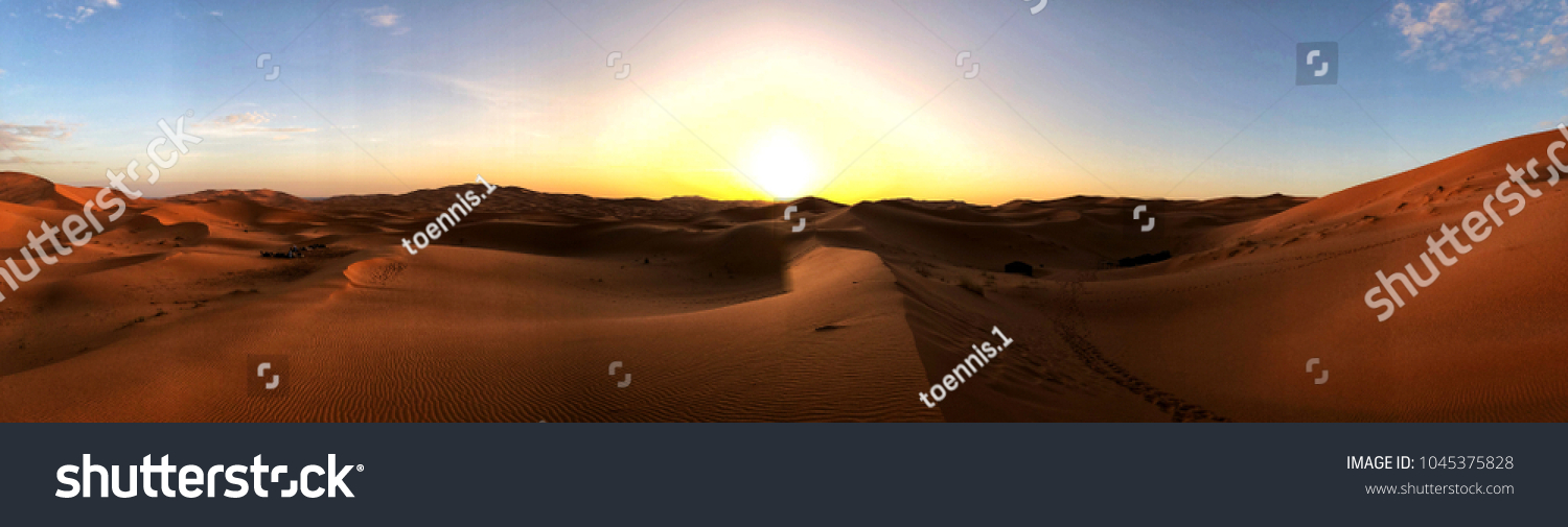 Panoramic Sunrise over the Sahara - Erg Chebbi, Morocco #1045375828