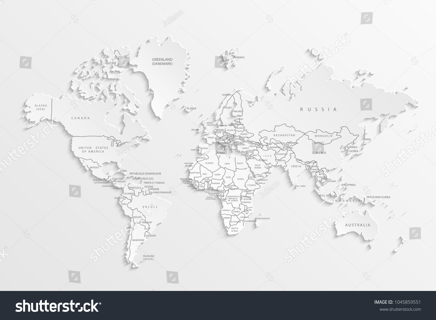 World map paper. Political map of the world on a - Royalty Free Stock ...