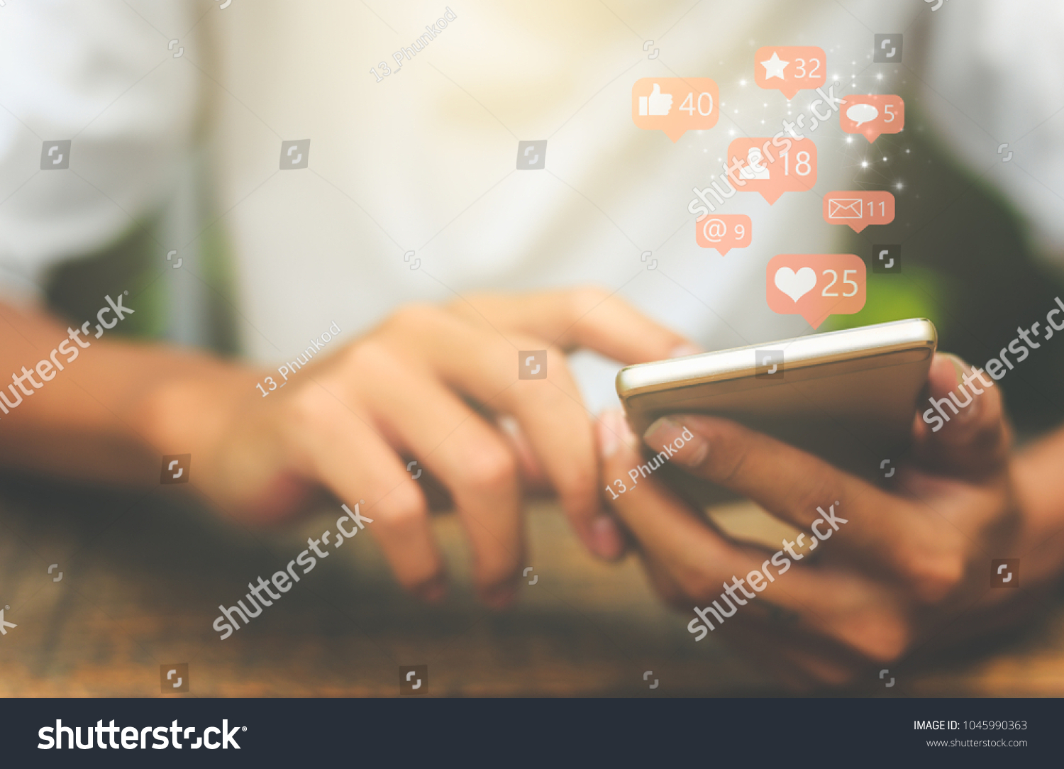 Young man using smart phone,Social media concept. #1045990363