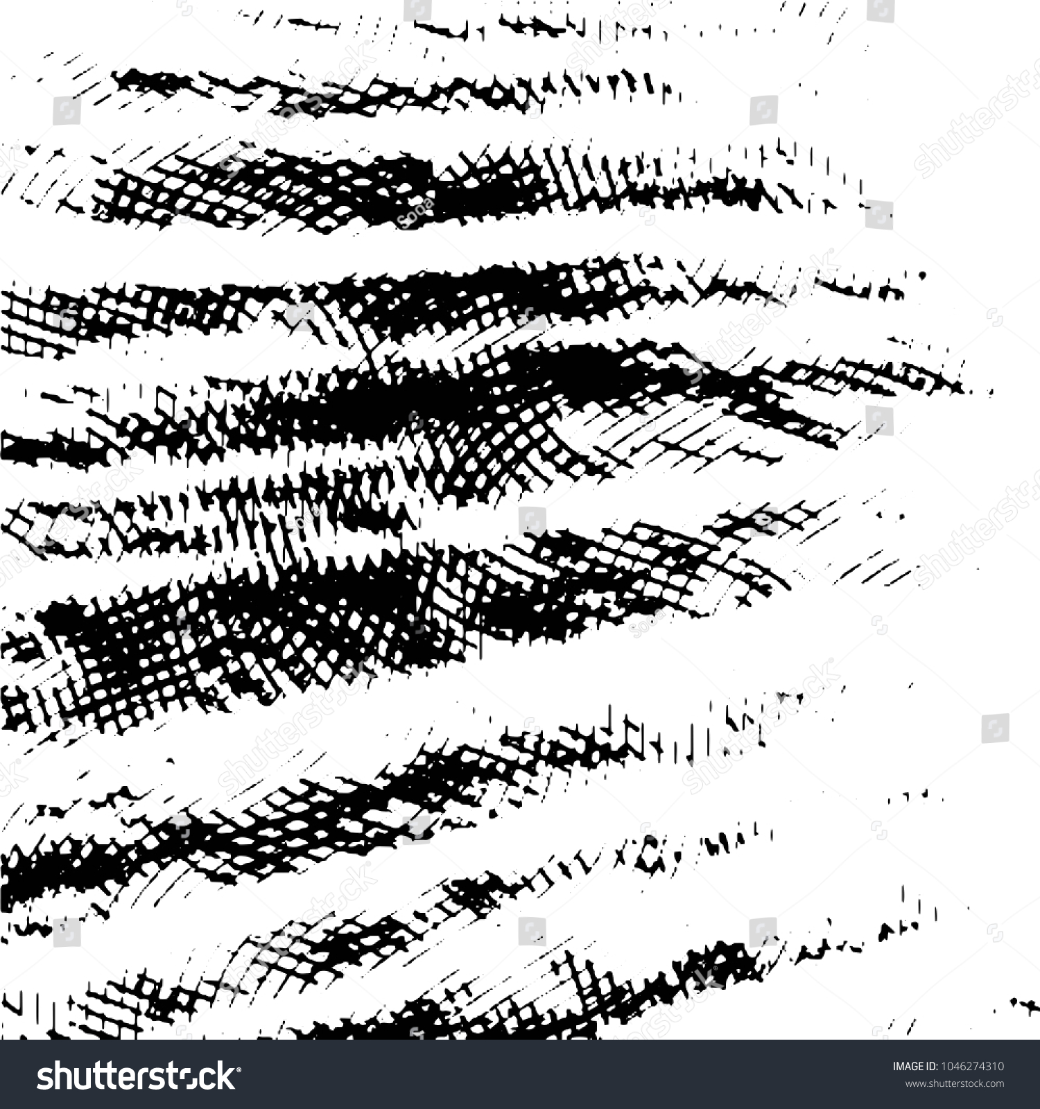 Abstract grunge grid stripe halftone background pattern. Black and white line illustration
 #1046274310