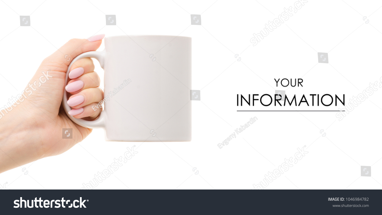 A white cup mug in hand pattern on a white background #1046984782