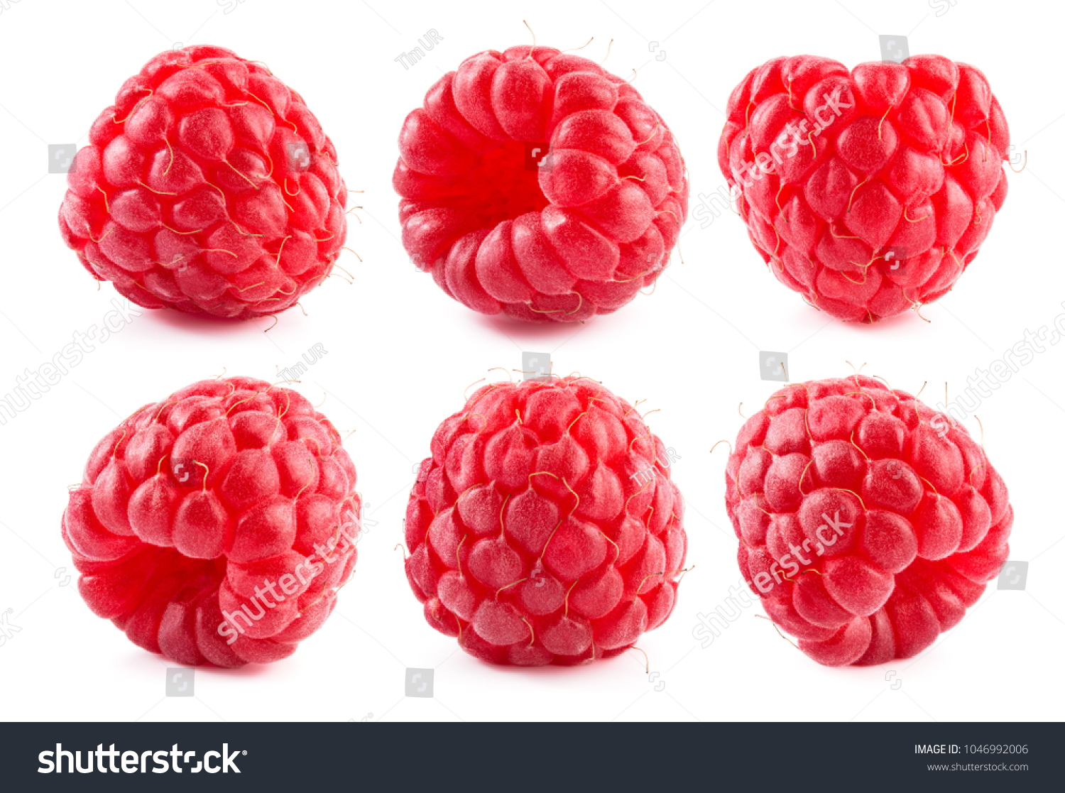 Raspberry isolated. Raspberry on white. Raspberries. Top view. Collection. #1046992006