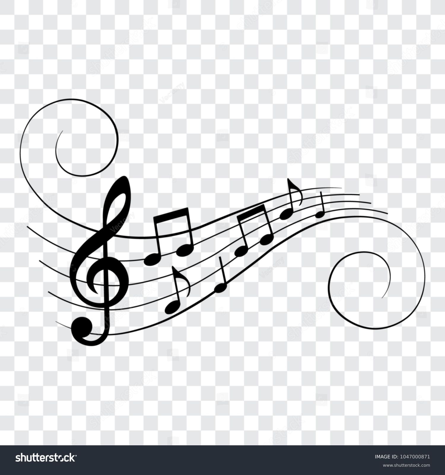 Music notes, musical design element, isolated, vector illustration. #1047000871