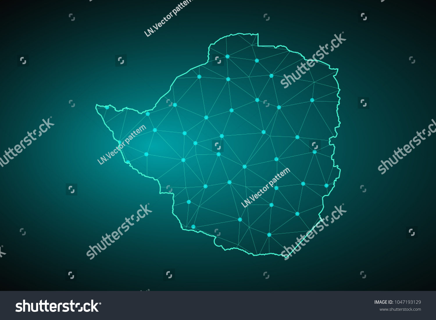 Map of Zimbabwe. Wire frame 3D mesh polygonal - Royalty Free Stock ...