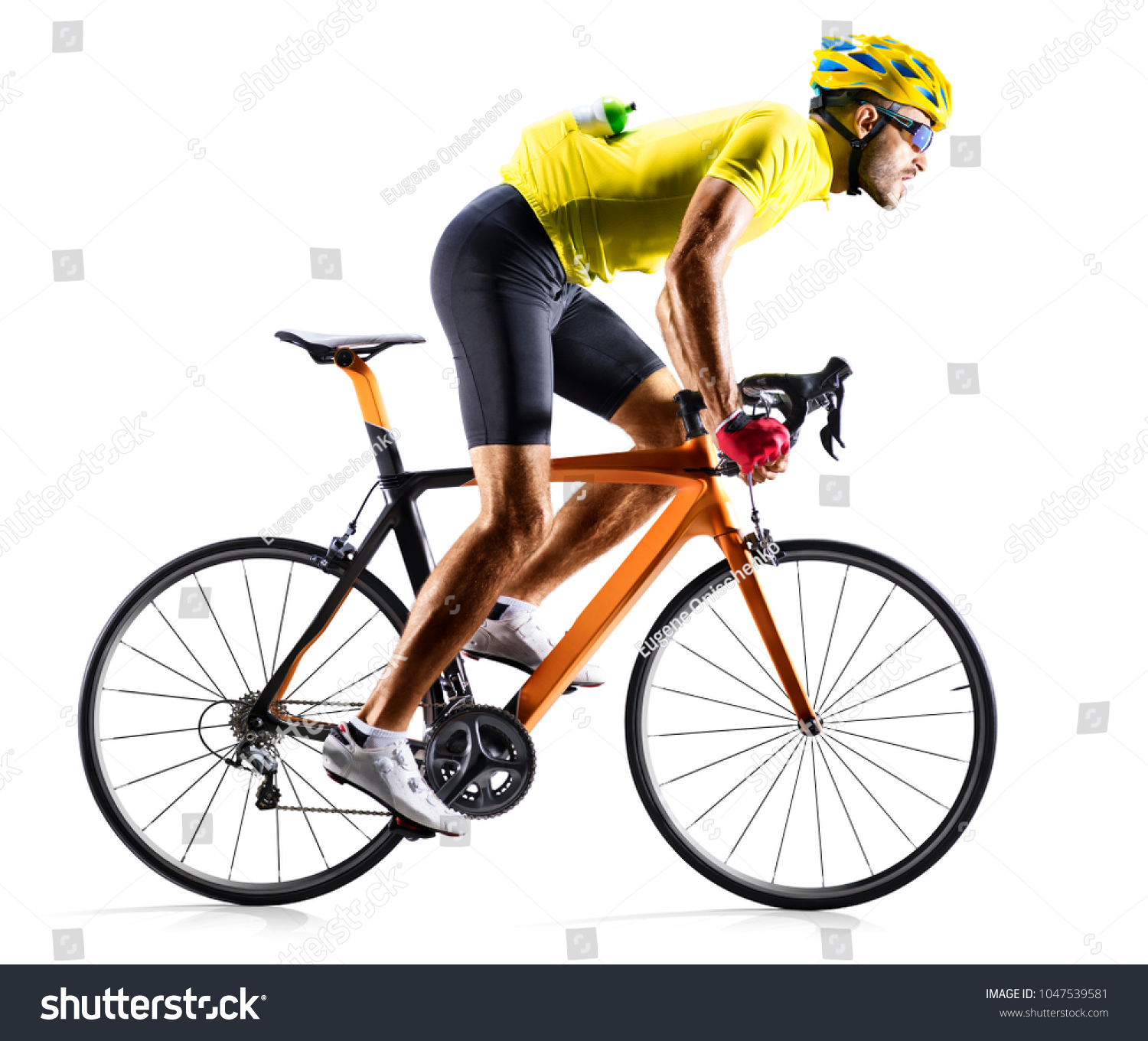 Professinal road bicycle racer isolated on white #1047539581