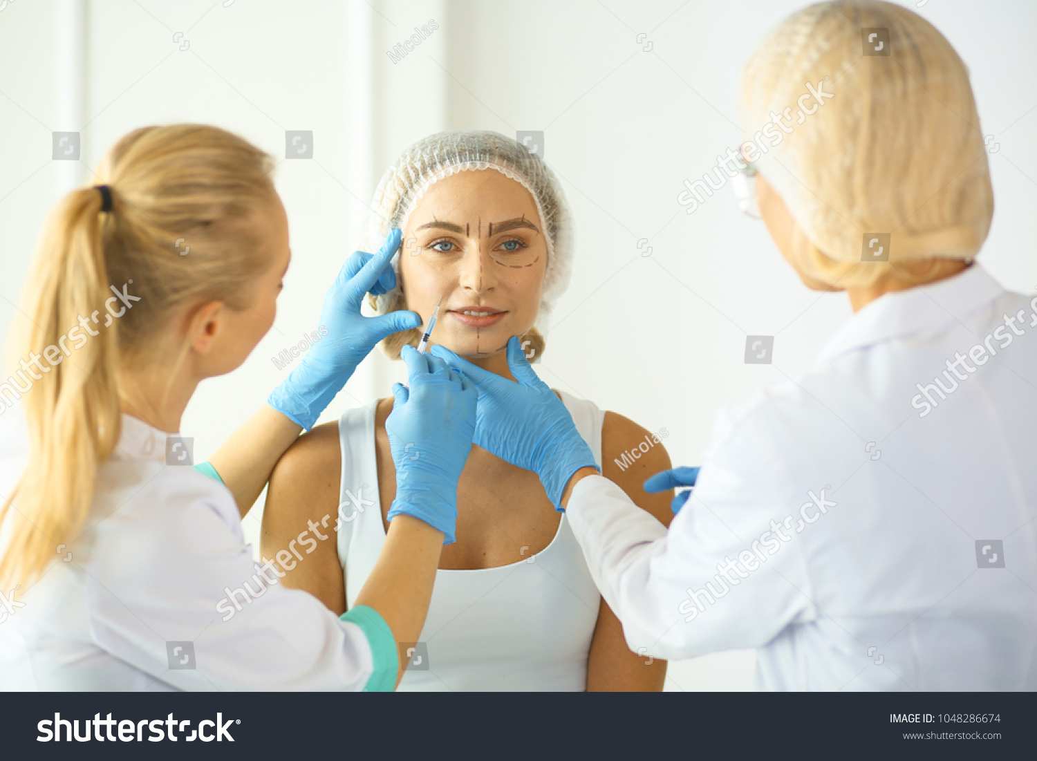 woman getting injection. beauty injections and cosmetology #1048286674