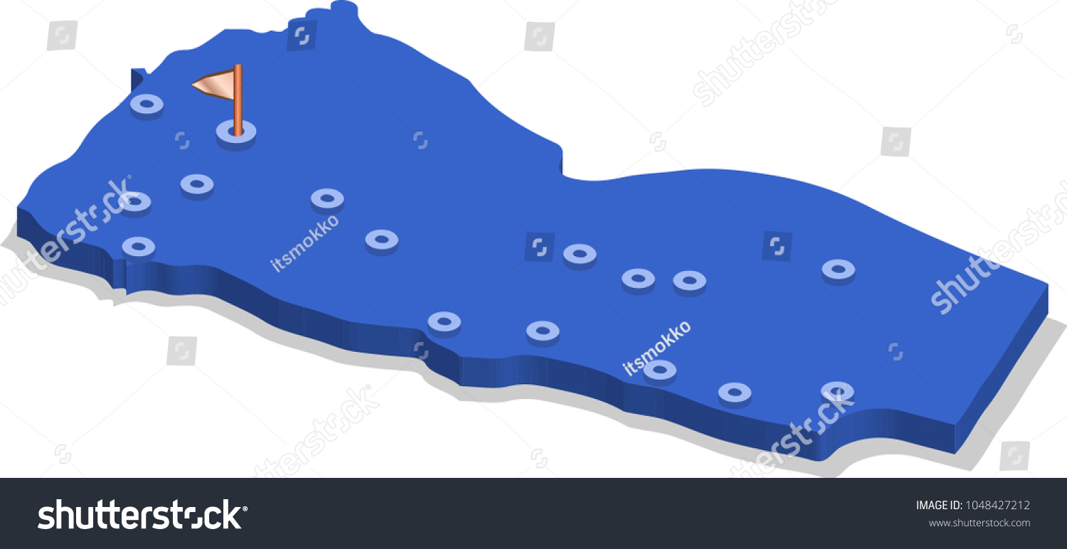 3d Isometric View Map Of Yemen With Blue Surface Royalty Free Stock Vector 1048427212 