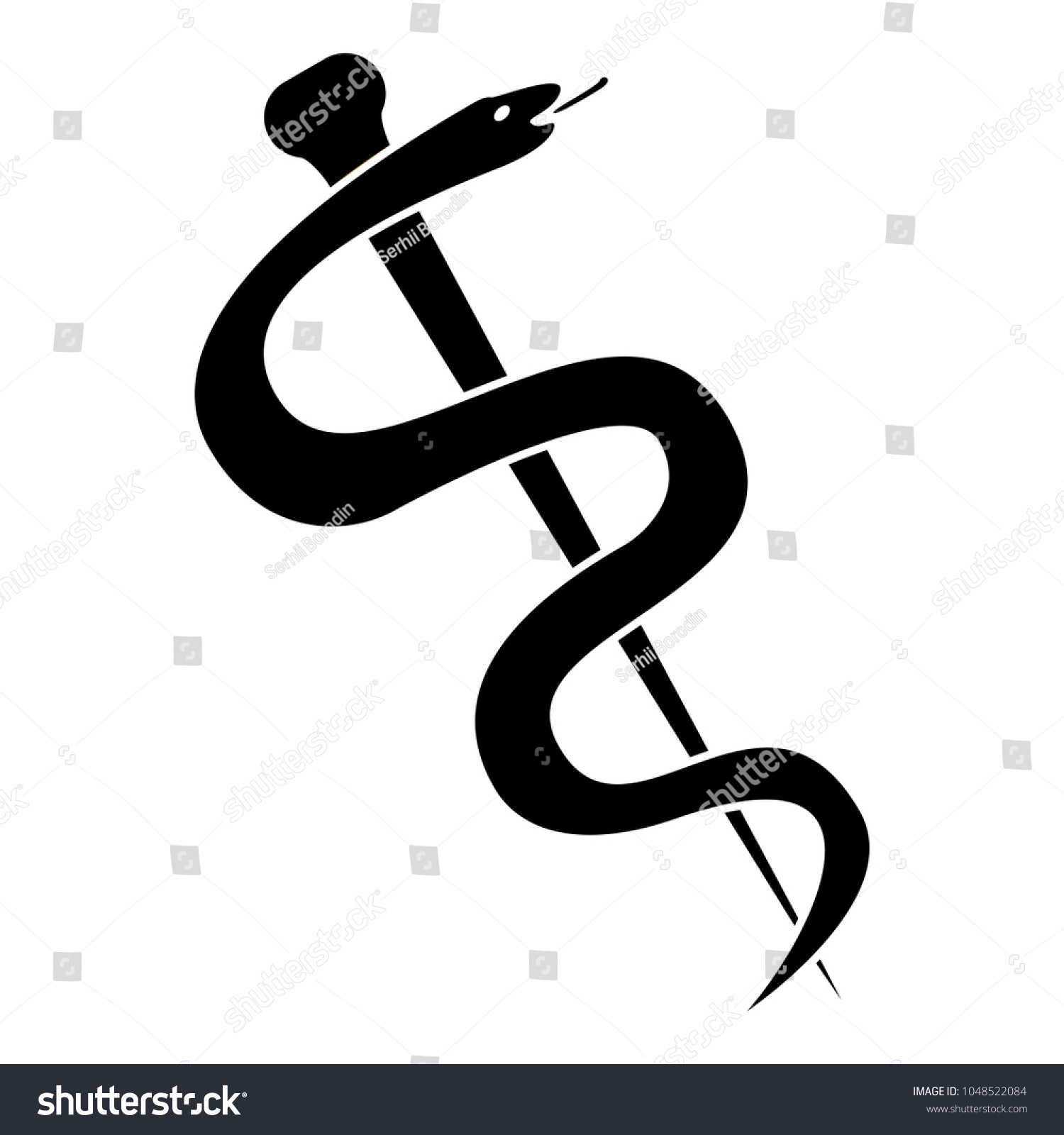 Caduceus or staff of Asclepius symbol icon black - Royalty Free Stock ...