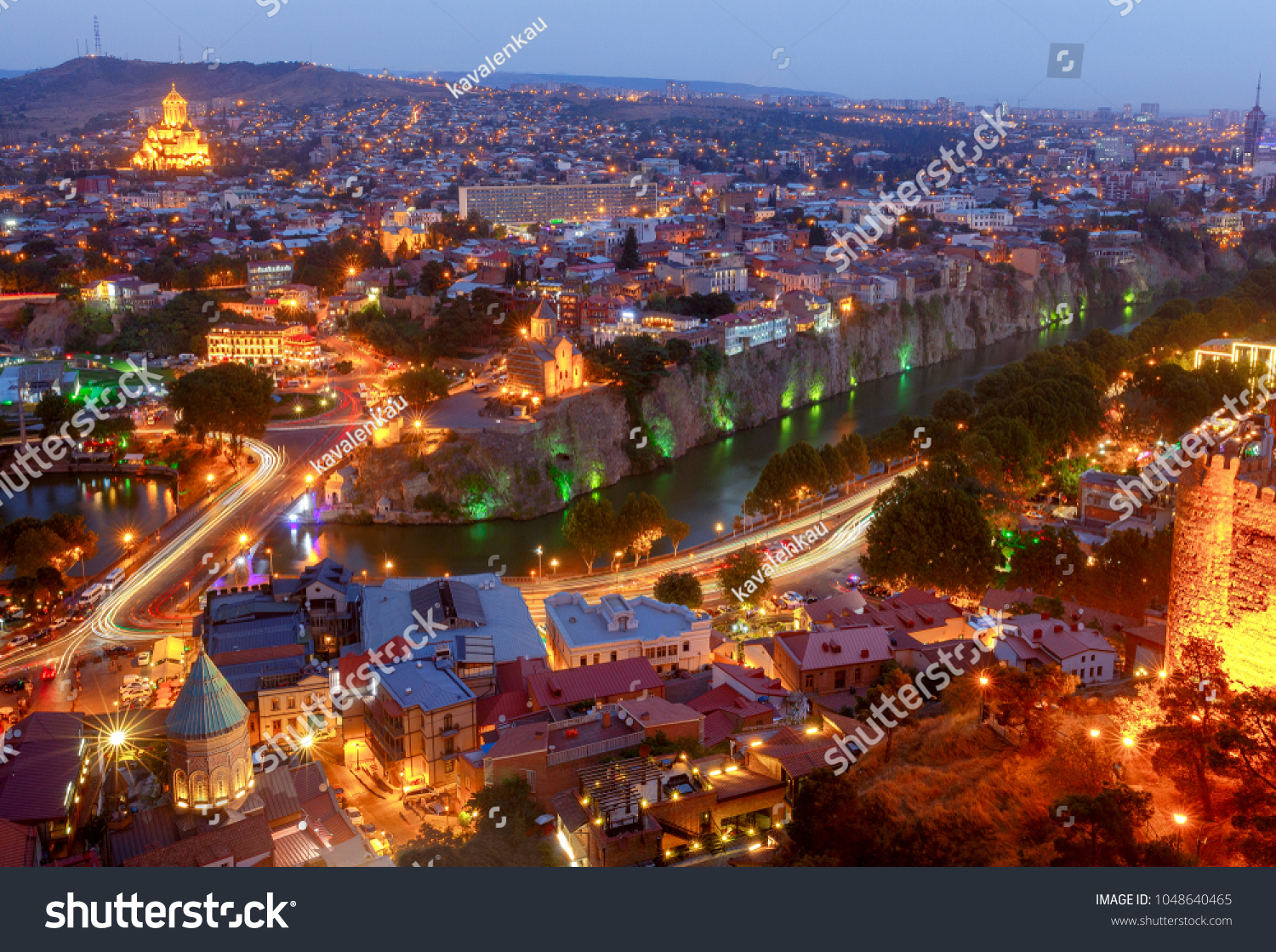 Tbilisi. View of the city at night. #1048640465