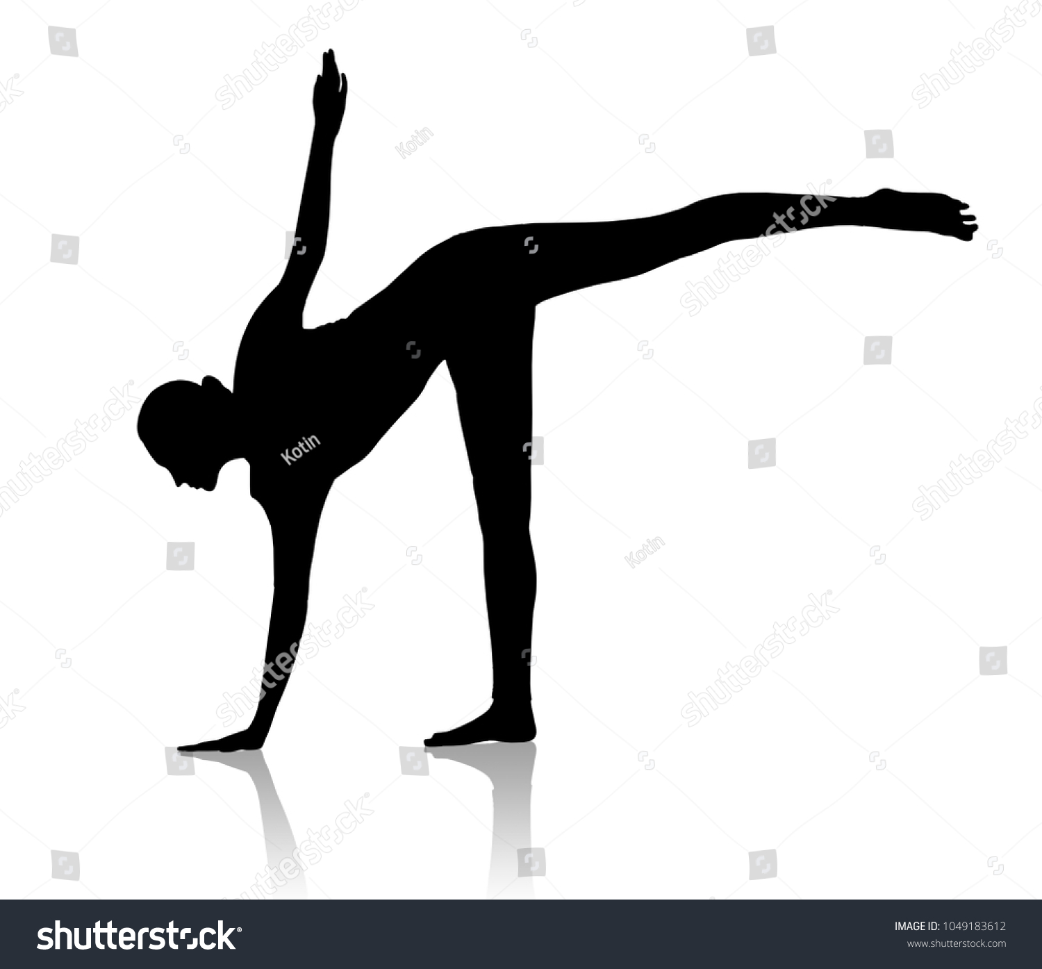 Black silhouette of flexible woman doing yoga. - Royalty Free Stock ...