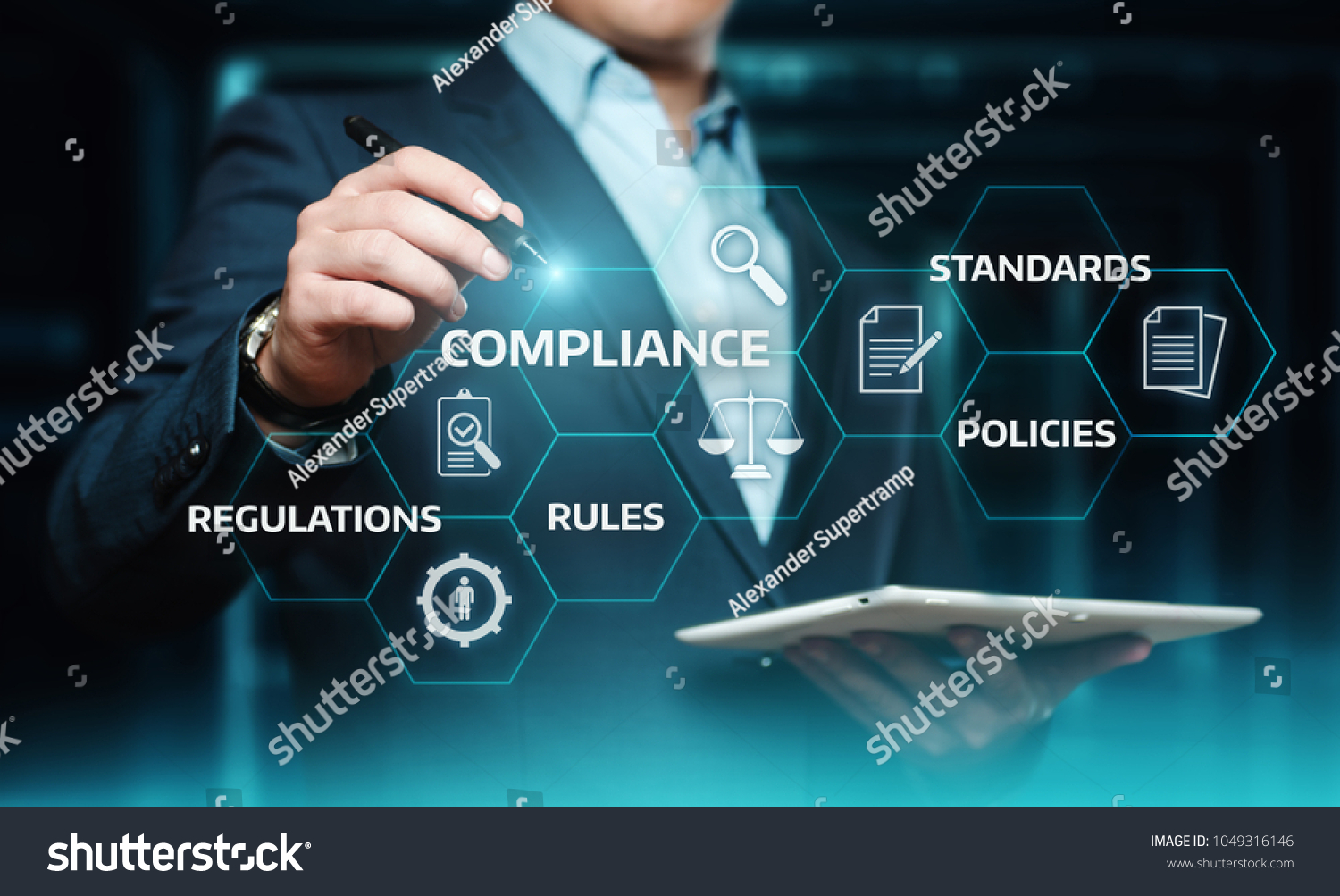 Compliance Rules Law Regulation Policy Business Technology concept. #1049316146