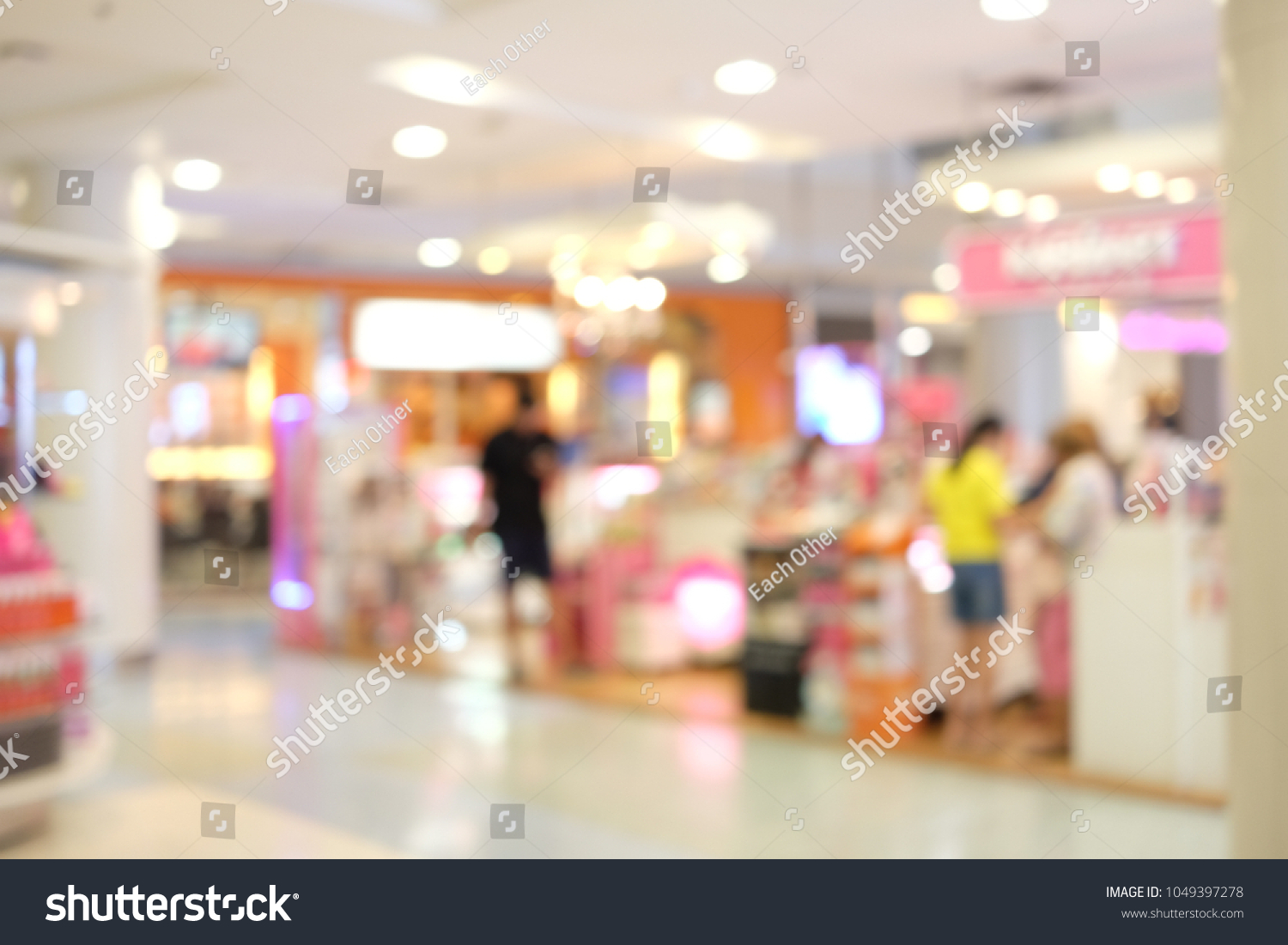 Abstract shopping mall bright bokeh background and retail store blur background, Image blur. Blurred shopping background. #1049397278