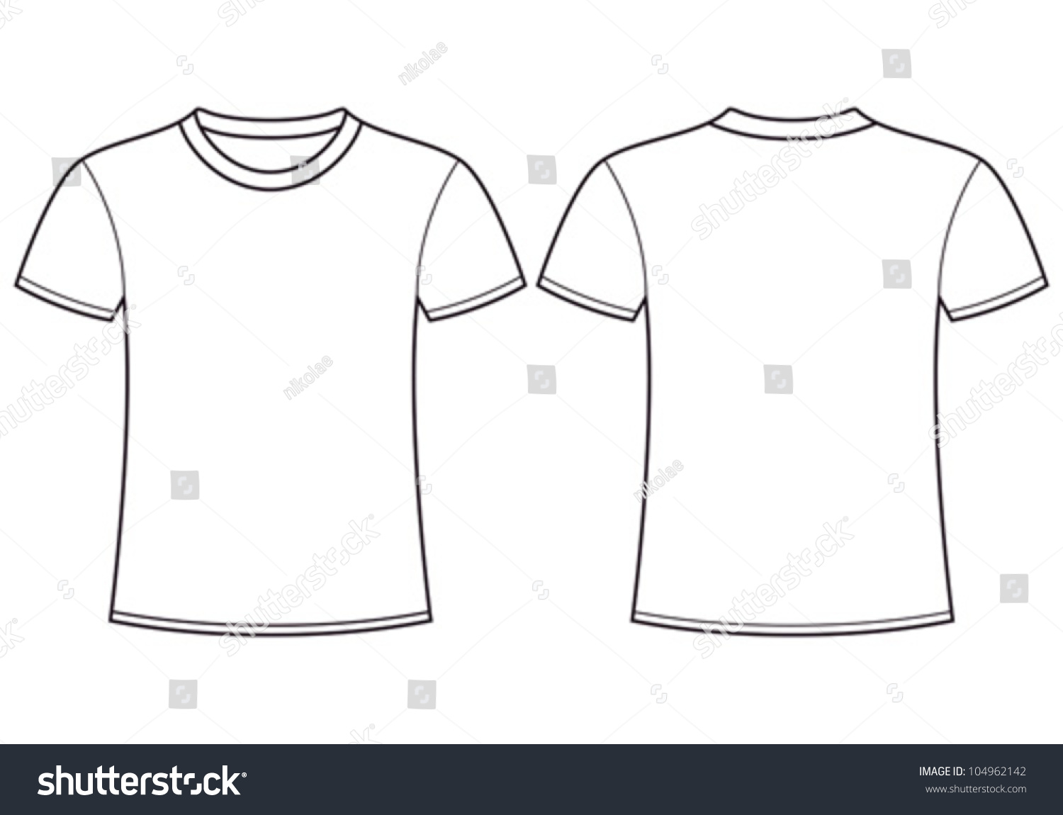 Blank t-shirt template. Front and back - Royalty Free Stock Vector For Blank T Shirt Outline Template