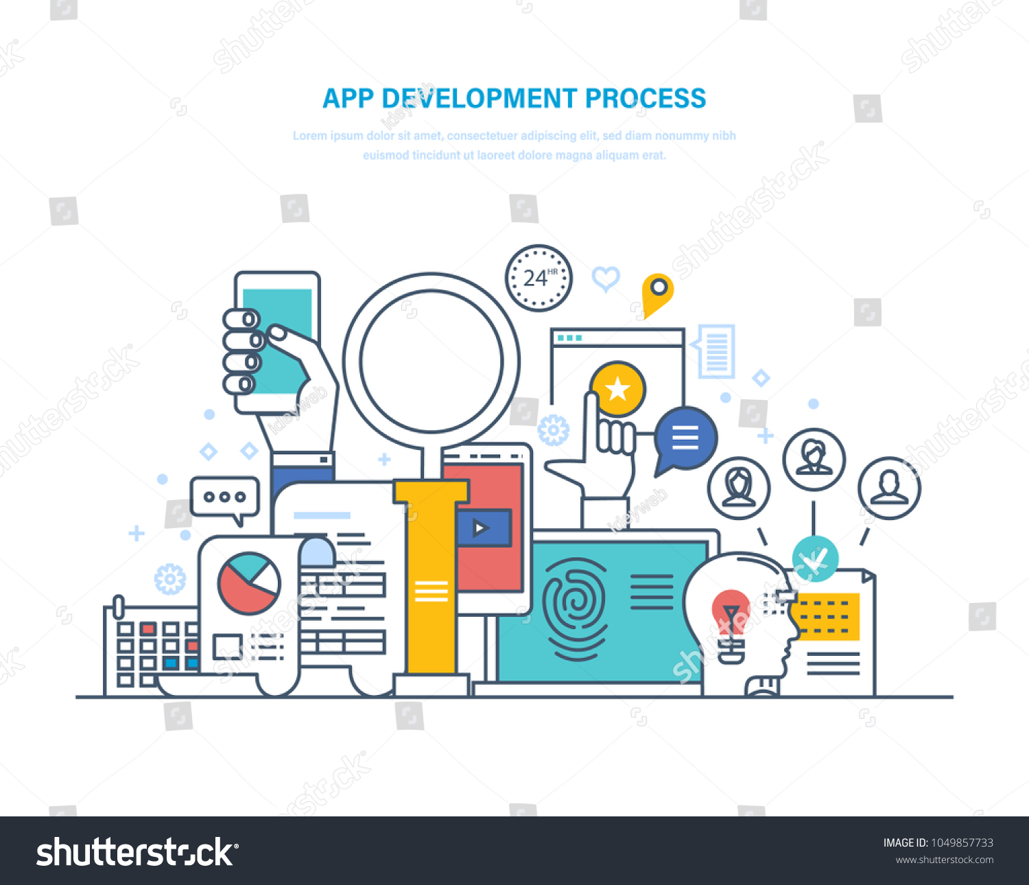 App development process. App design, programming - Royalty Free Stock ...