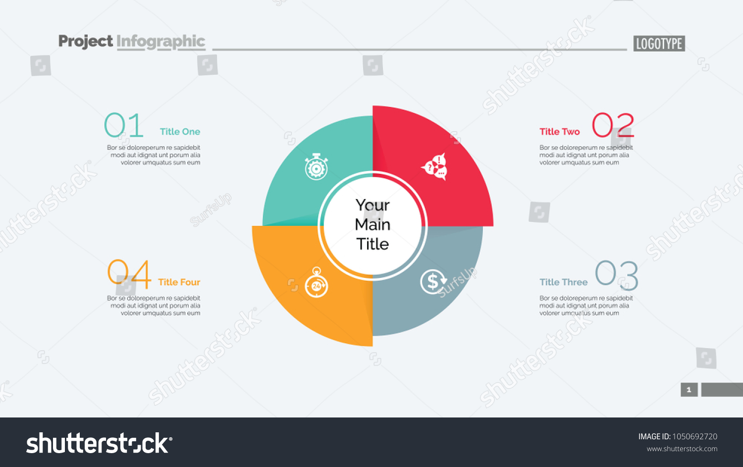 Four sectors process chart slide template. - Royalty Free Stock Vector ...