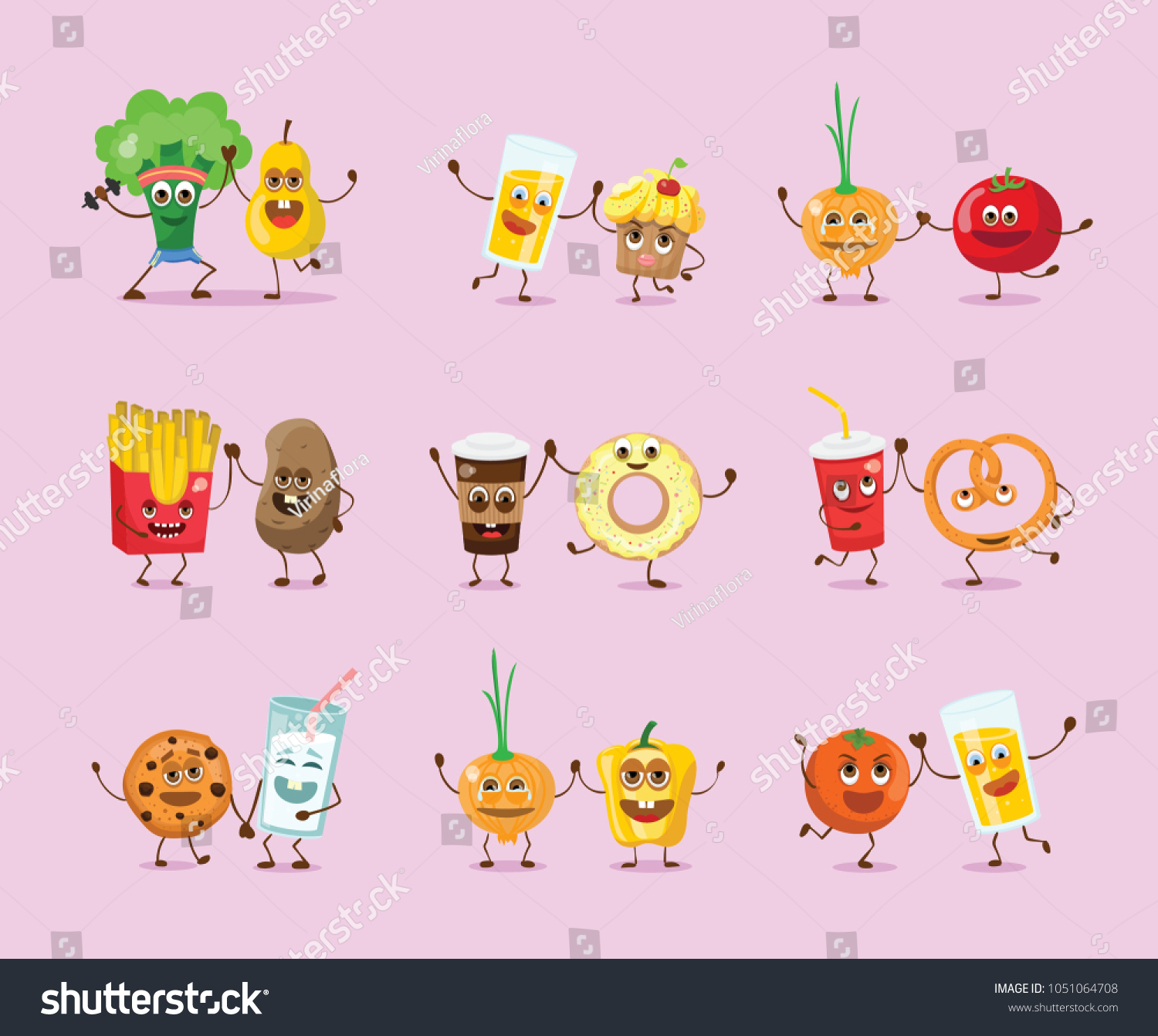 funny-best-friends-food-characters-with-emotions-royalty-free-stock