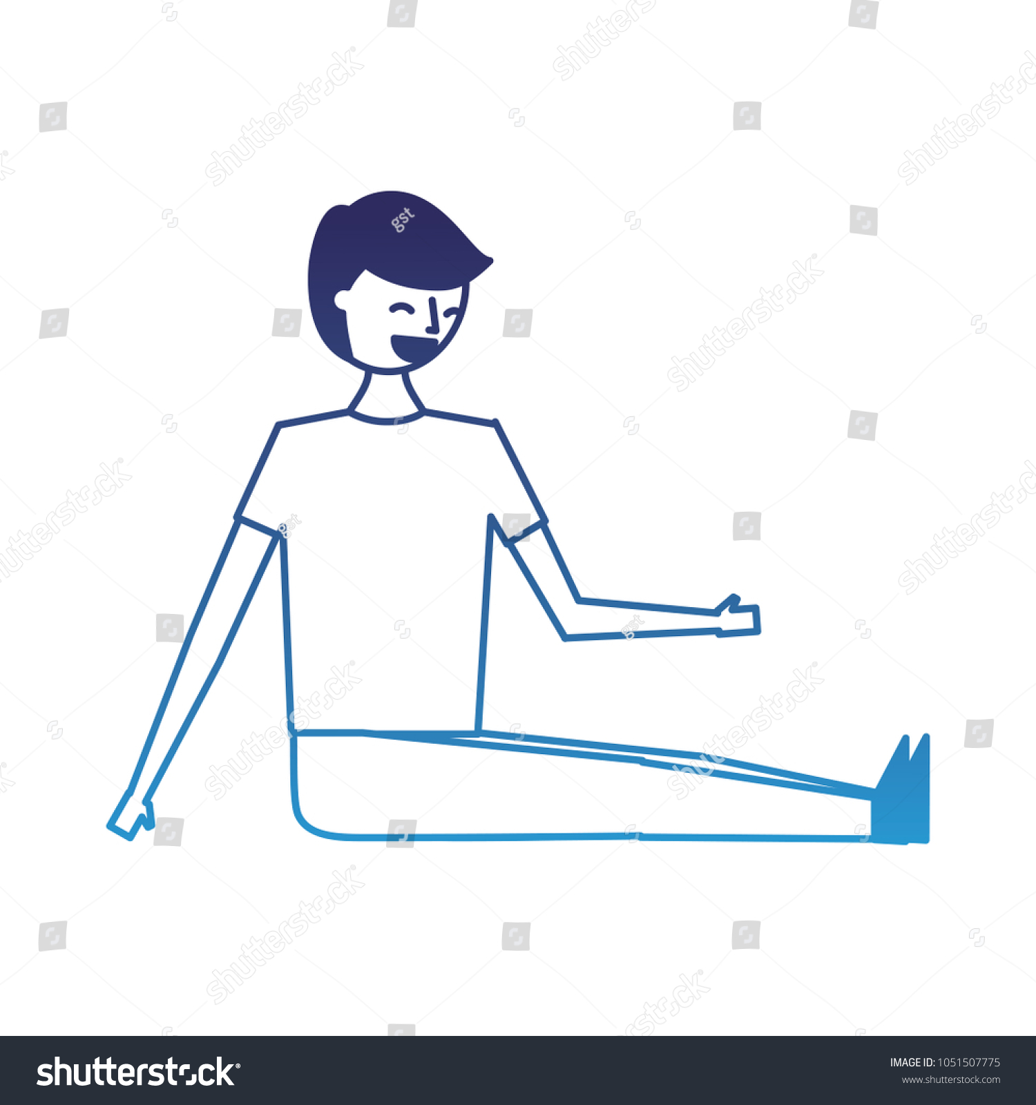 man sitting on the floor with legs stretched Royalty Free Stock