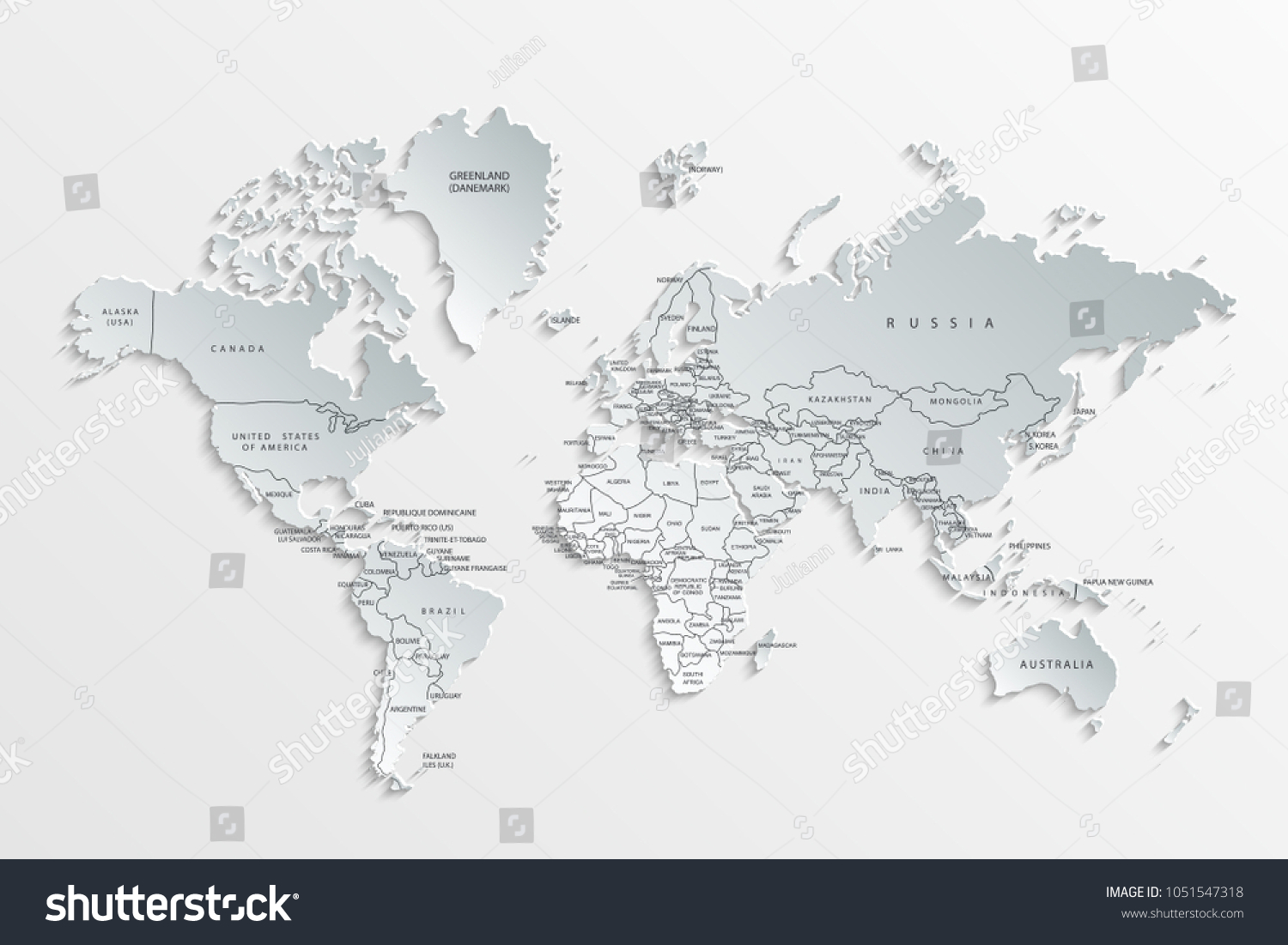 World map paper. Political map of the world on a - Royalty Free Stock ...