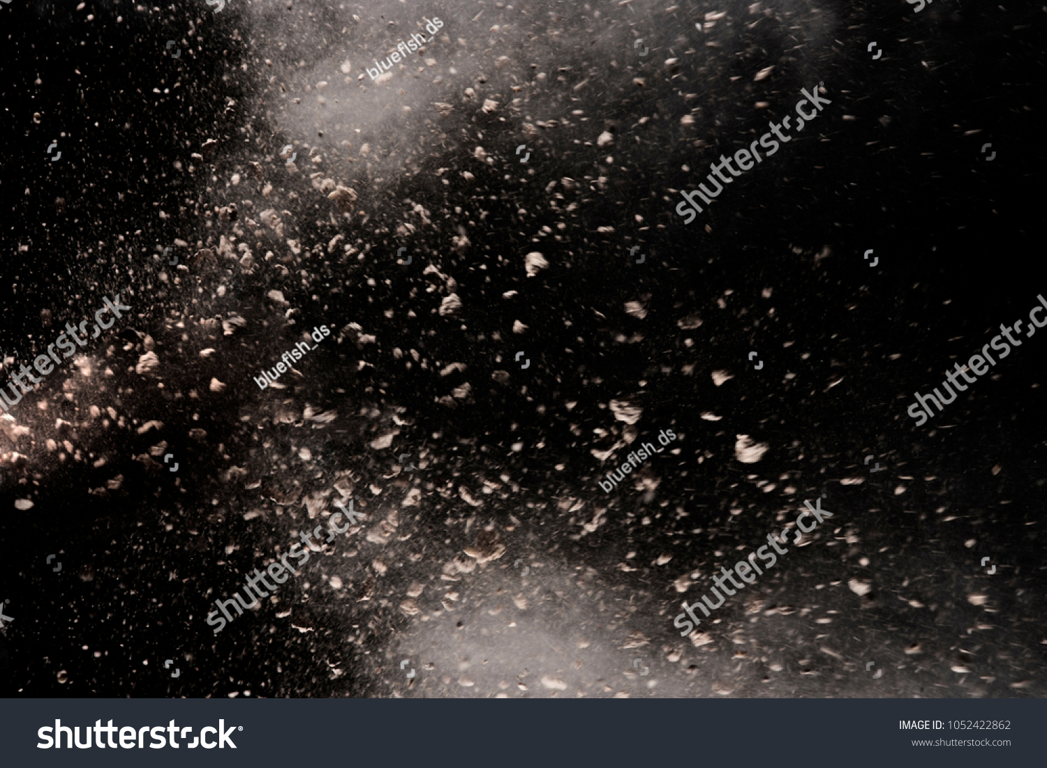 abstract powder splatted background, Freeze motion of earth dust exploding texture #1052422862