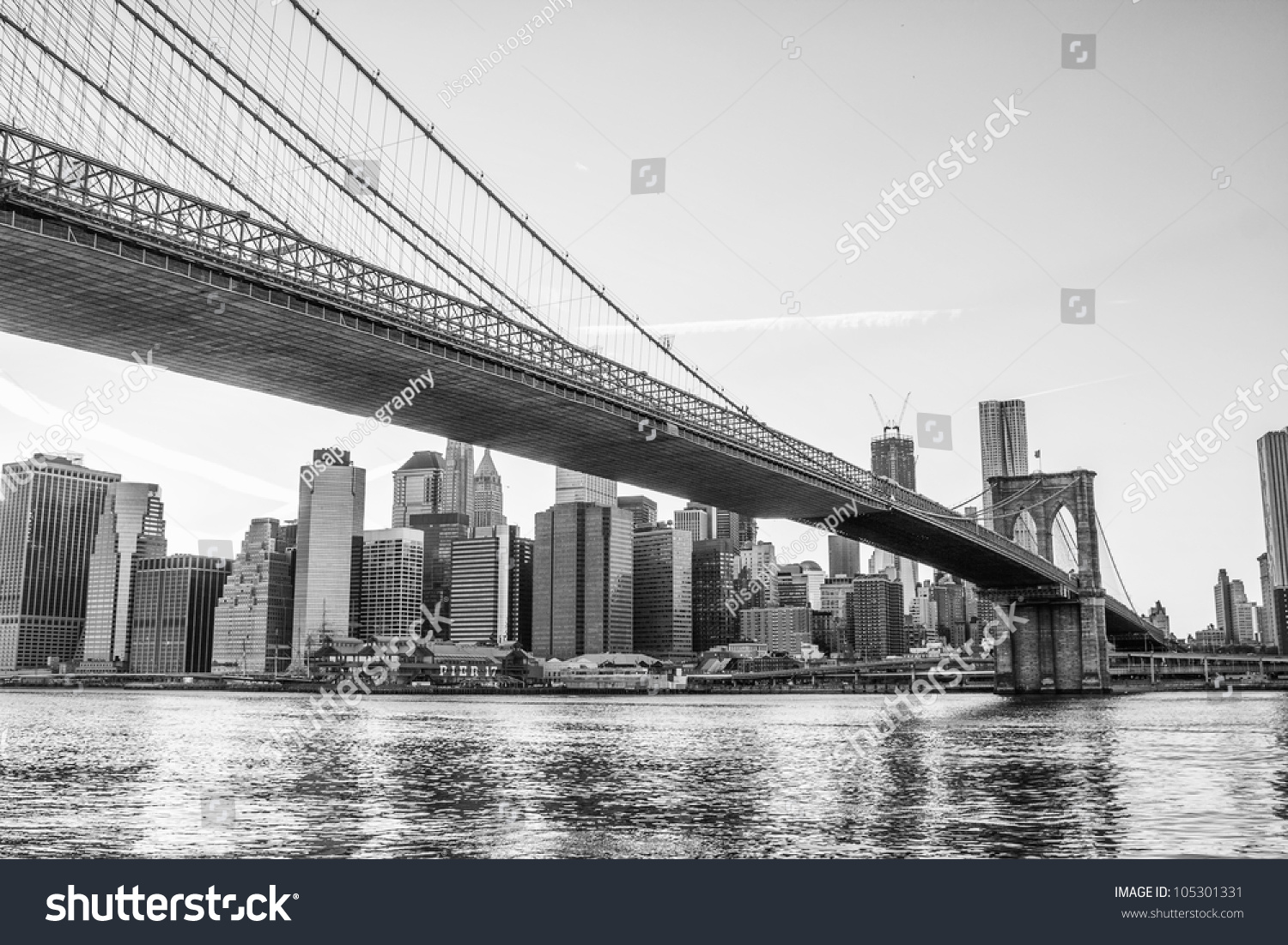 Architectural Detail of Brooklyn Bridge in New York City, U.S.A. #105301331