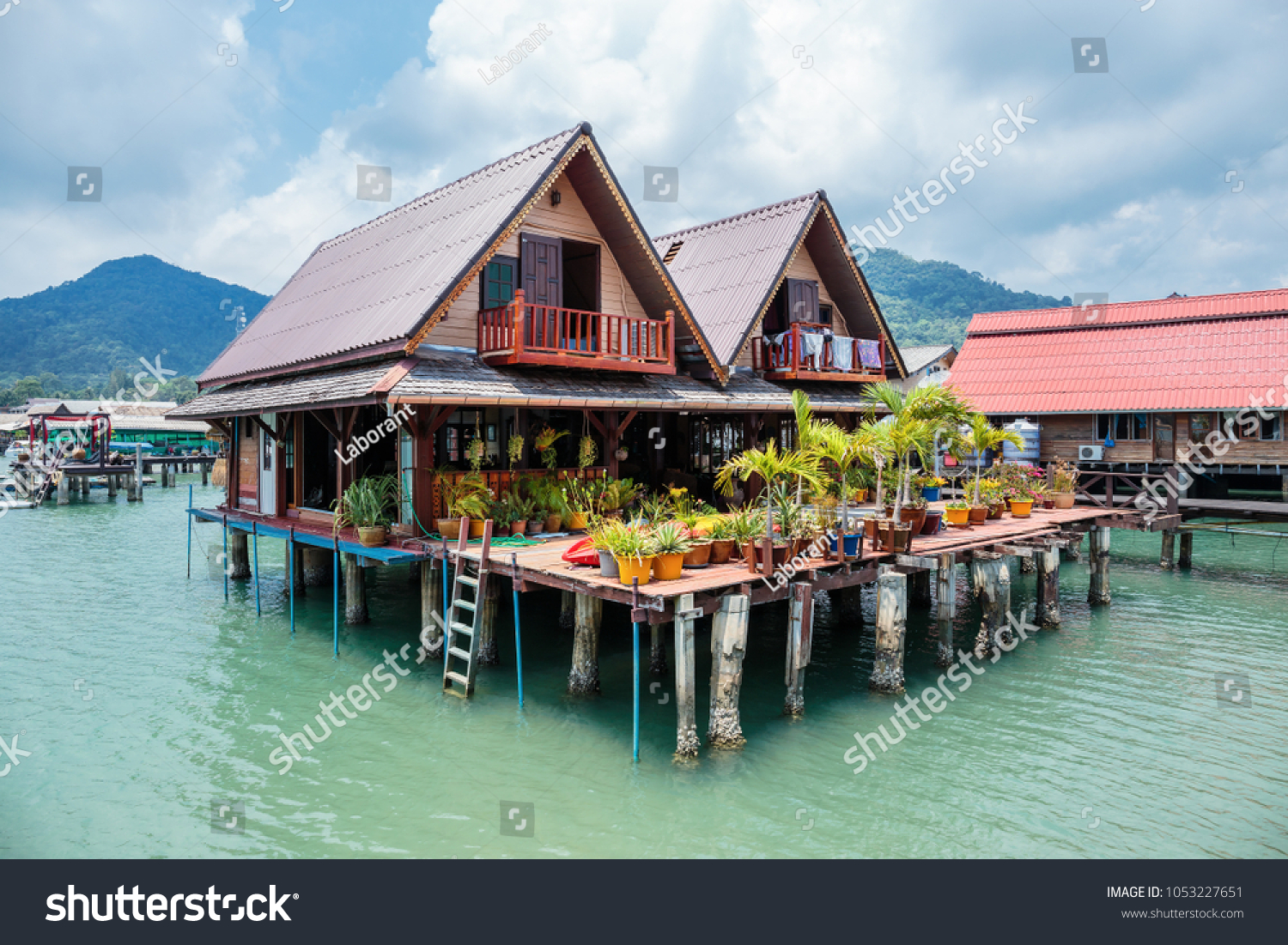 Houses on stilts in the fishing village of Bang Bao, Koh Chang, Thailand #1053227651