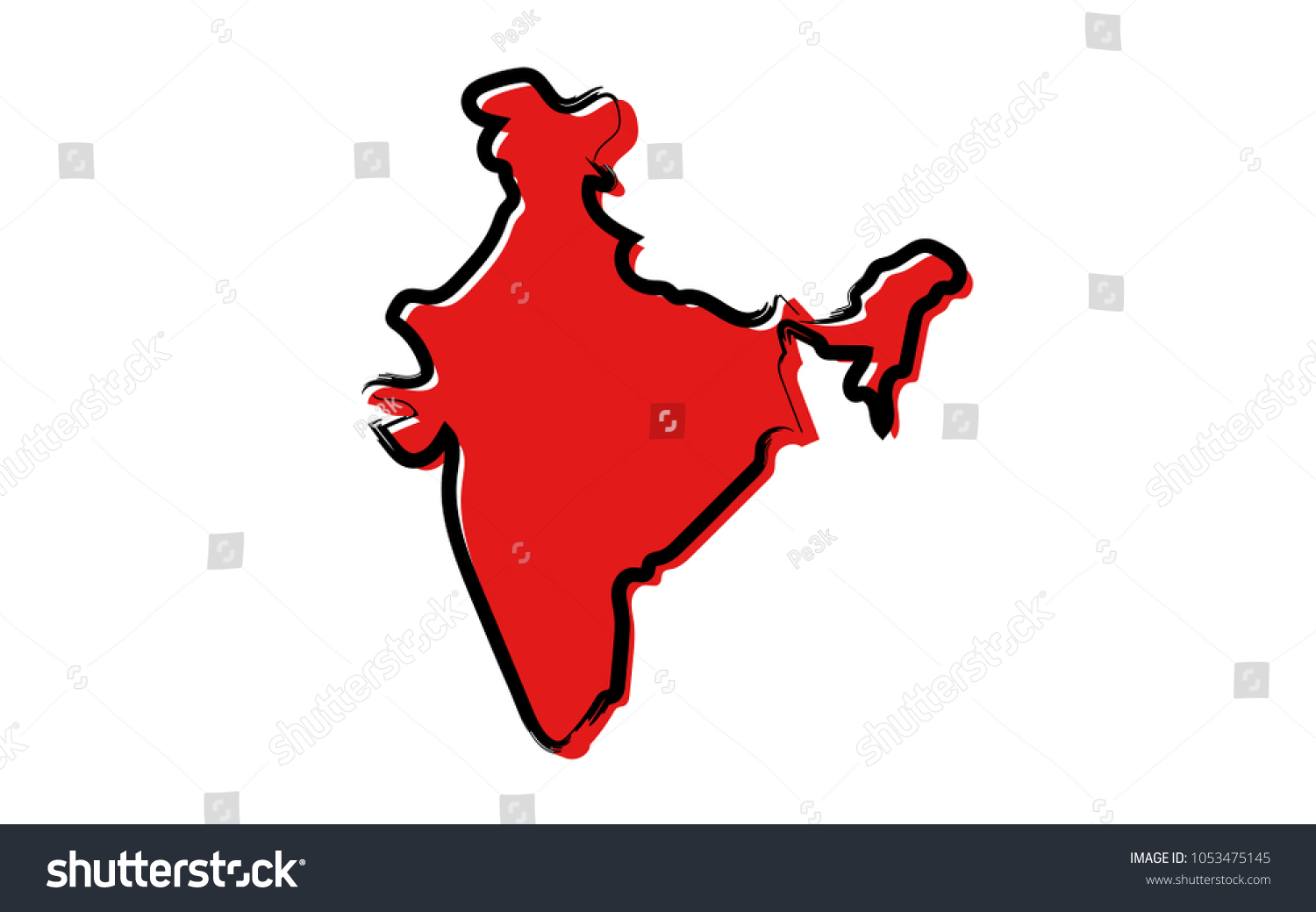 Stylized red sketch map of India - Royalty Free Stock Vector 1053475145 ...