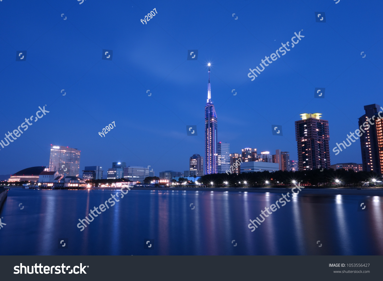 night view of western part of Fukuoka city landscapes #1053556427