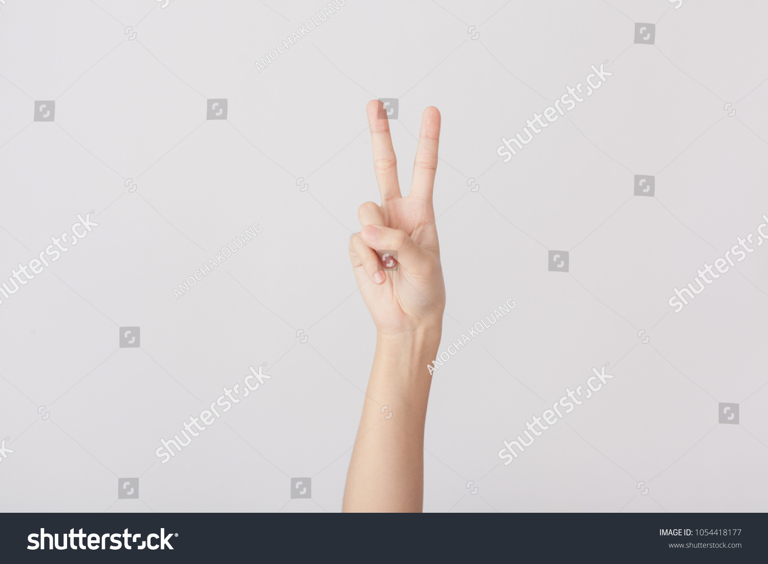 Finger Spelling the Alphabet in American Sign Language (ASL). The Letter V #1054418177