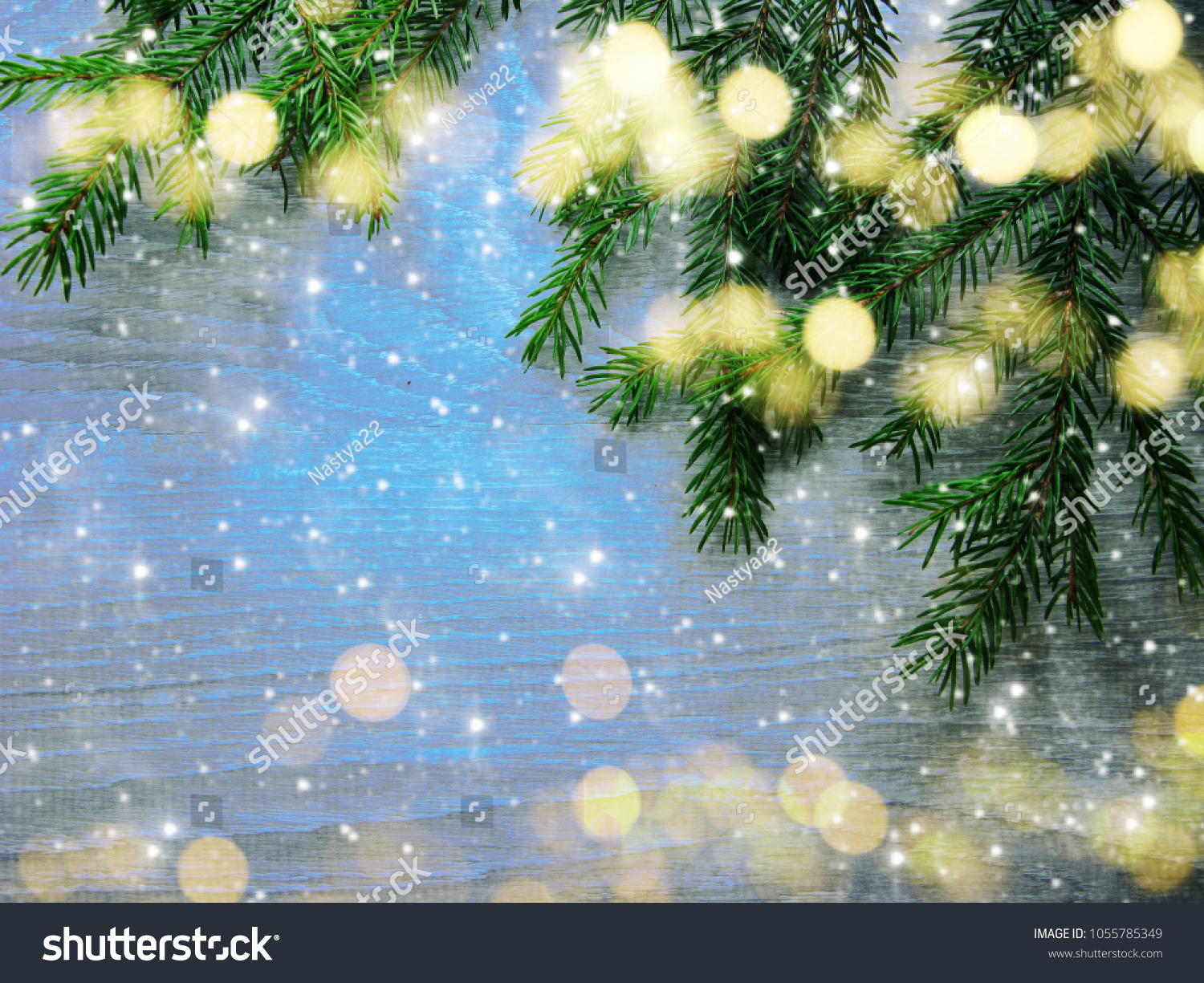 christmas background with fir branches frame and copy space #1055785349