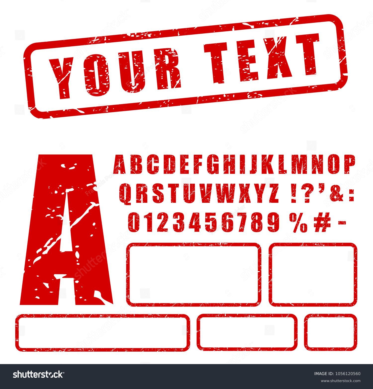 Illustration of red stamp letters and numbers set #1056120560