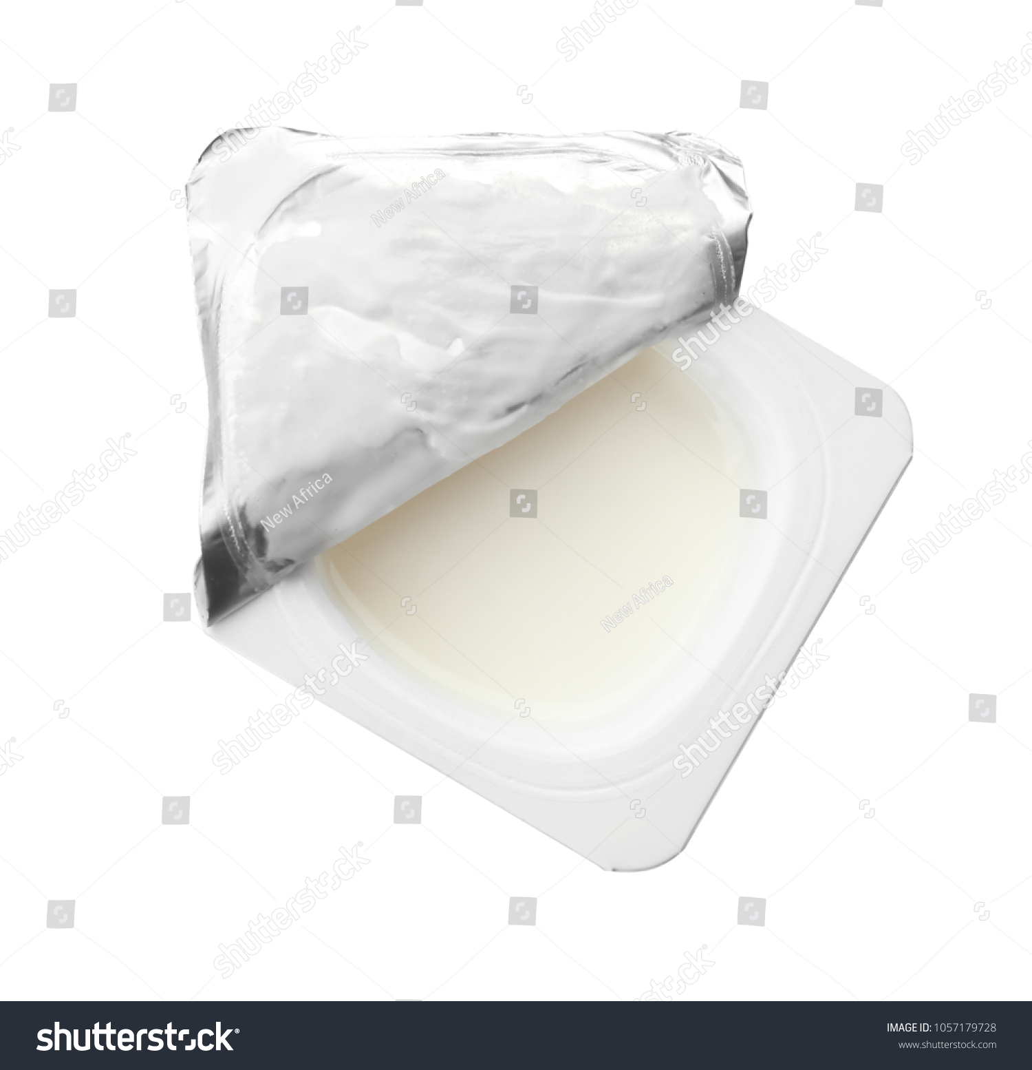 Plastic cup with yummy yogurt on white background #1057179728