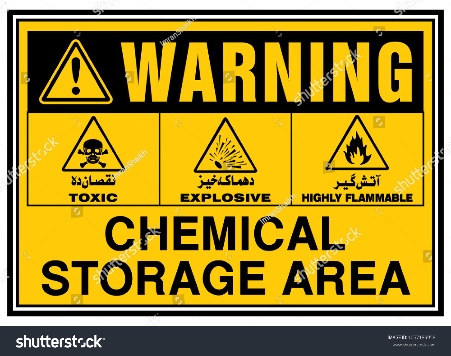 Safety Signs,Urdu, Chemical Storage Area Royalty Free Stock Vector