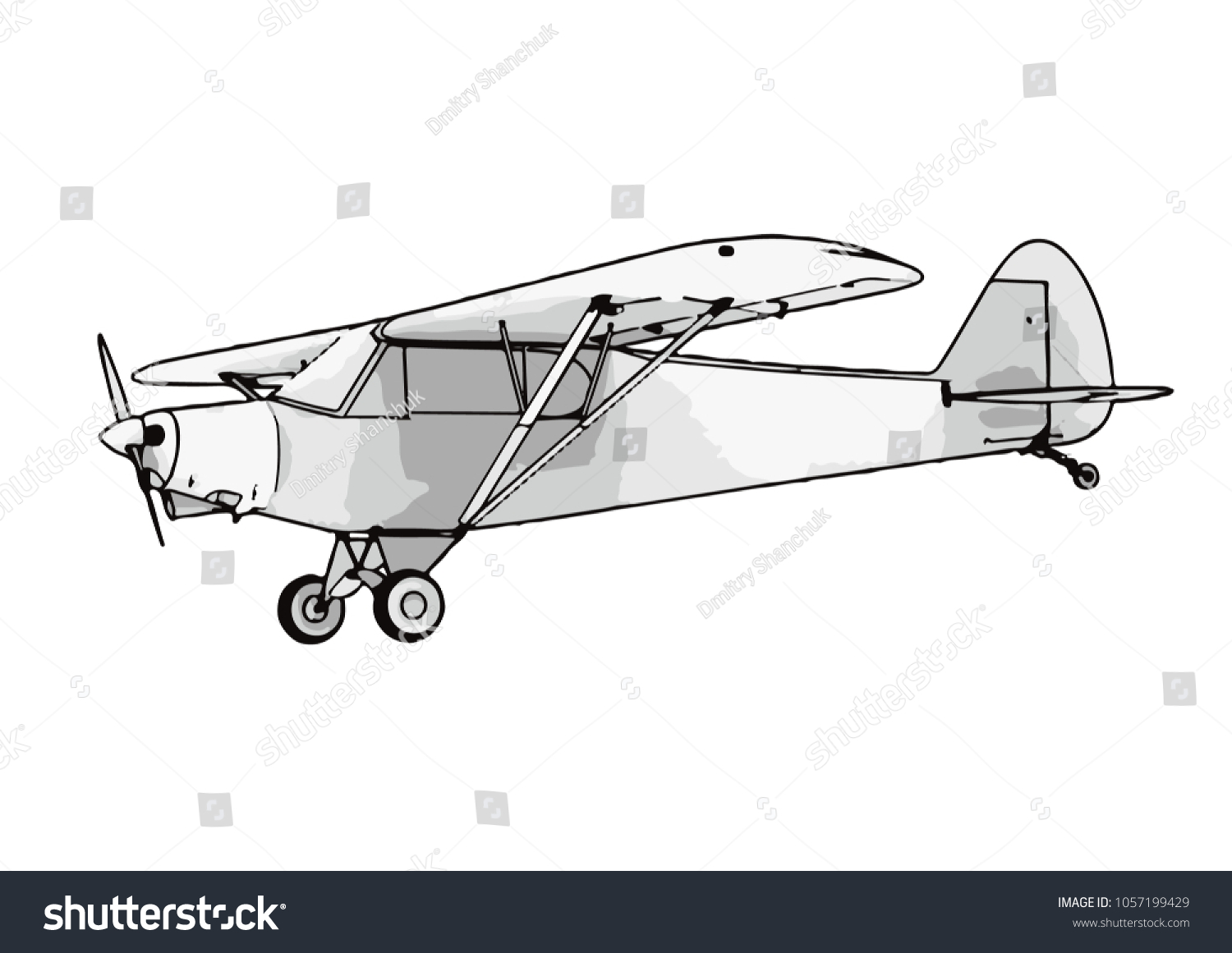 sketch plane with propeller vector - Royalty Free Stock Vector ...